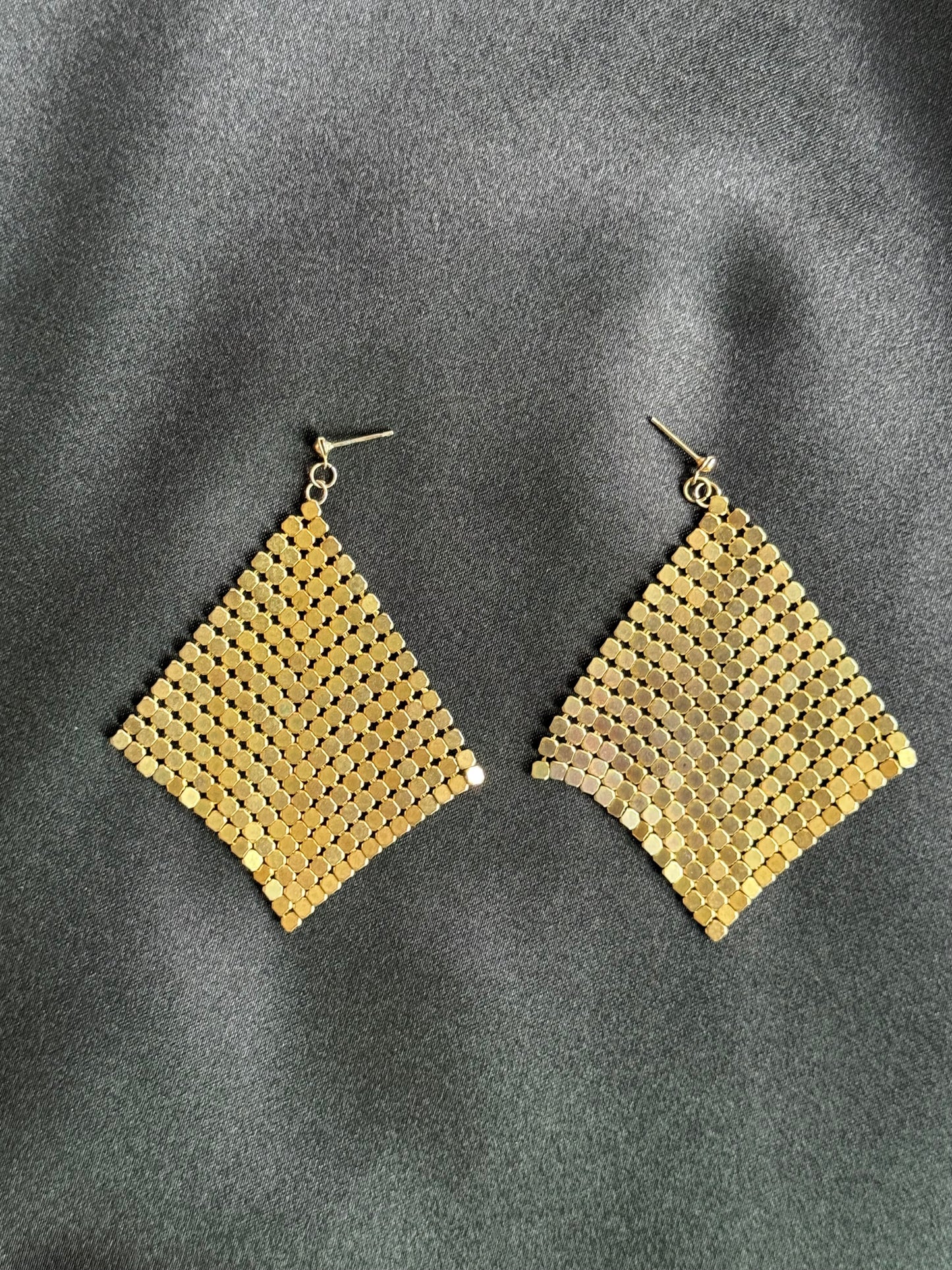 Vintage Gold Mesh Statement Earrings