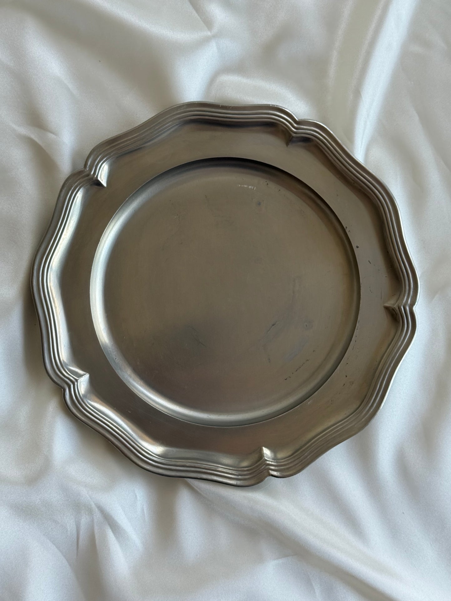 Vintage Pewter Wall hanging Plate