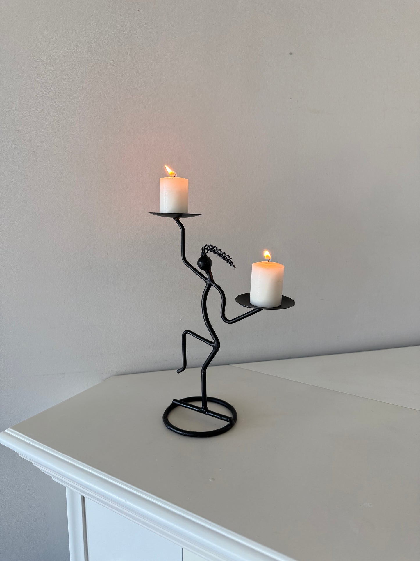 Vintage Iron Figural Candle Holder