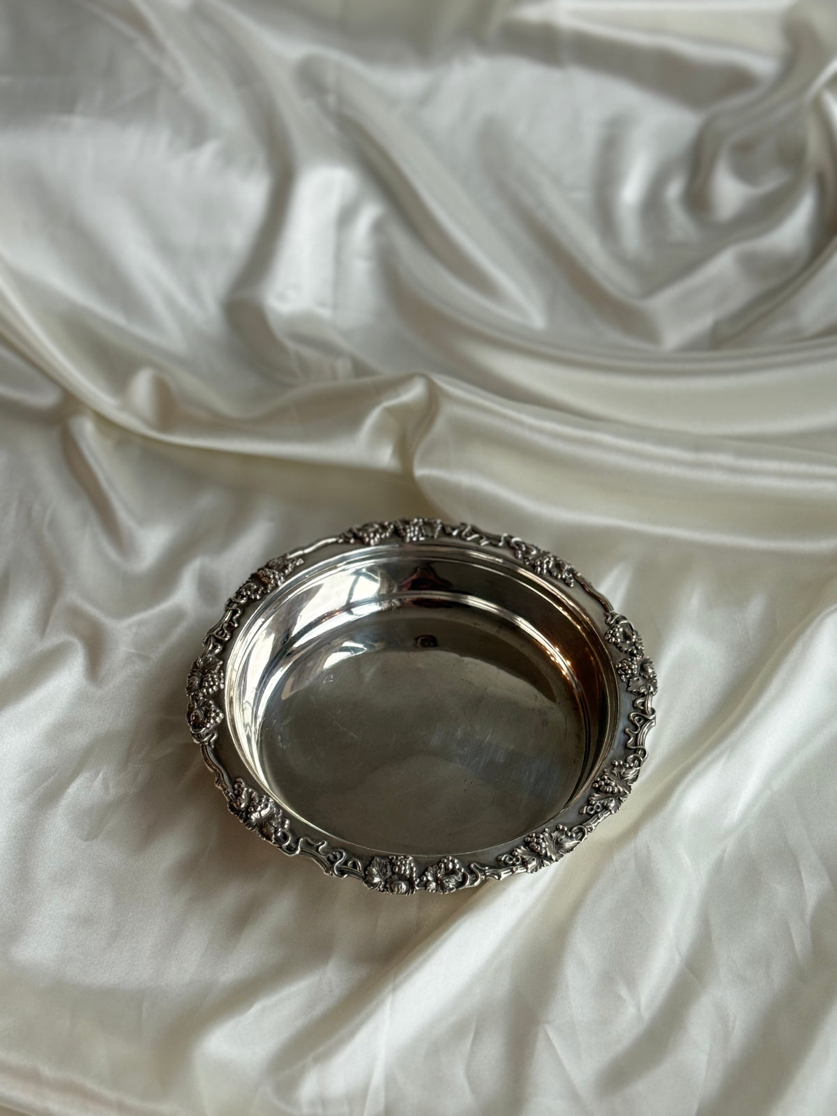 Vintage Silver-Plated Grape & Vine Serving Bowl