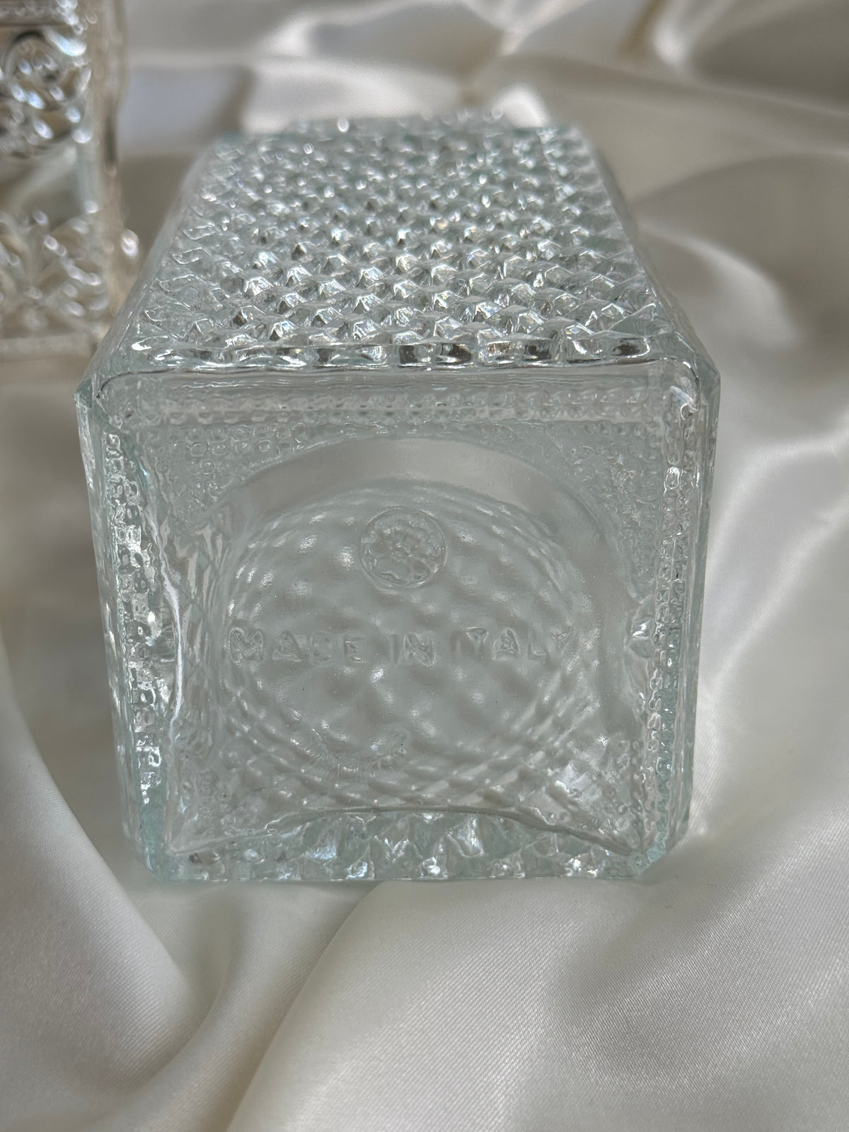 Vintage Italian Pressed Glass Decanter with Silver-Plated Caddy