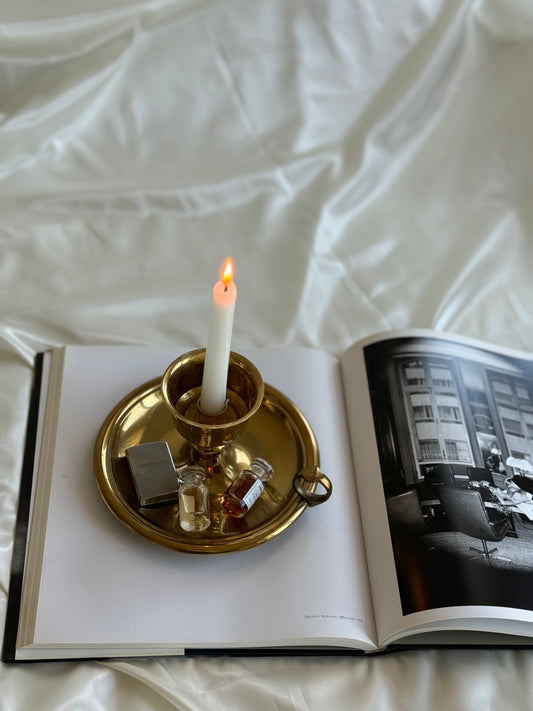 Vintage XL Solid Brass Chamberstick Candle Holder