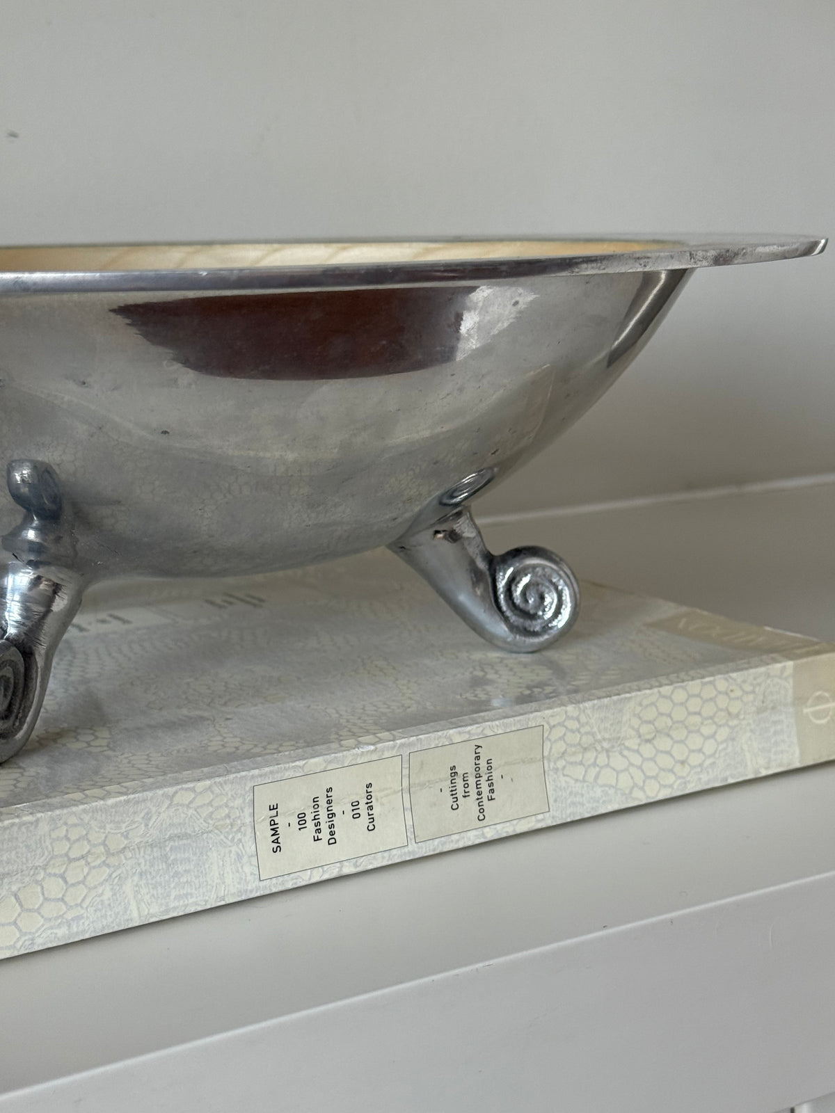 Vintage Silver-Tone Footed Centerpiece Bowl with Swirl Feet