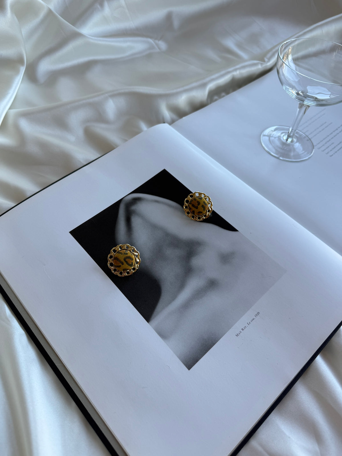 Vintage Leopard Print Gold-Tone Stud Earrings