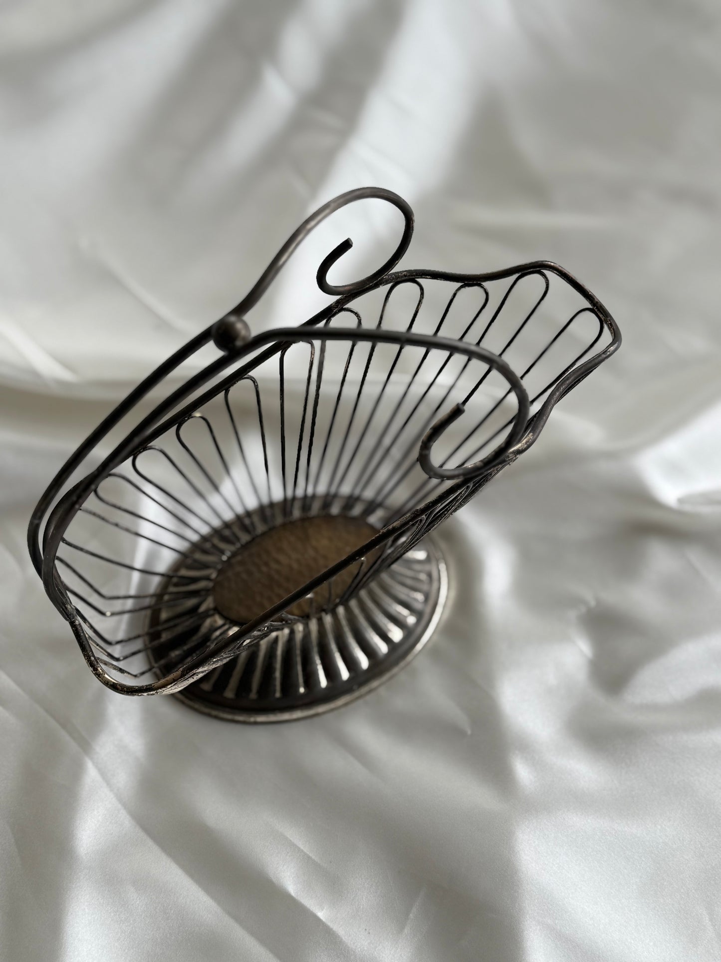 Vintage Silver-Plated Wire Wine Caddy