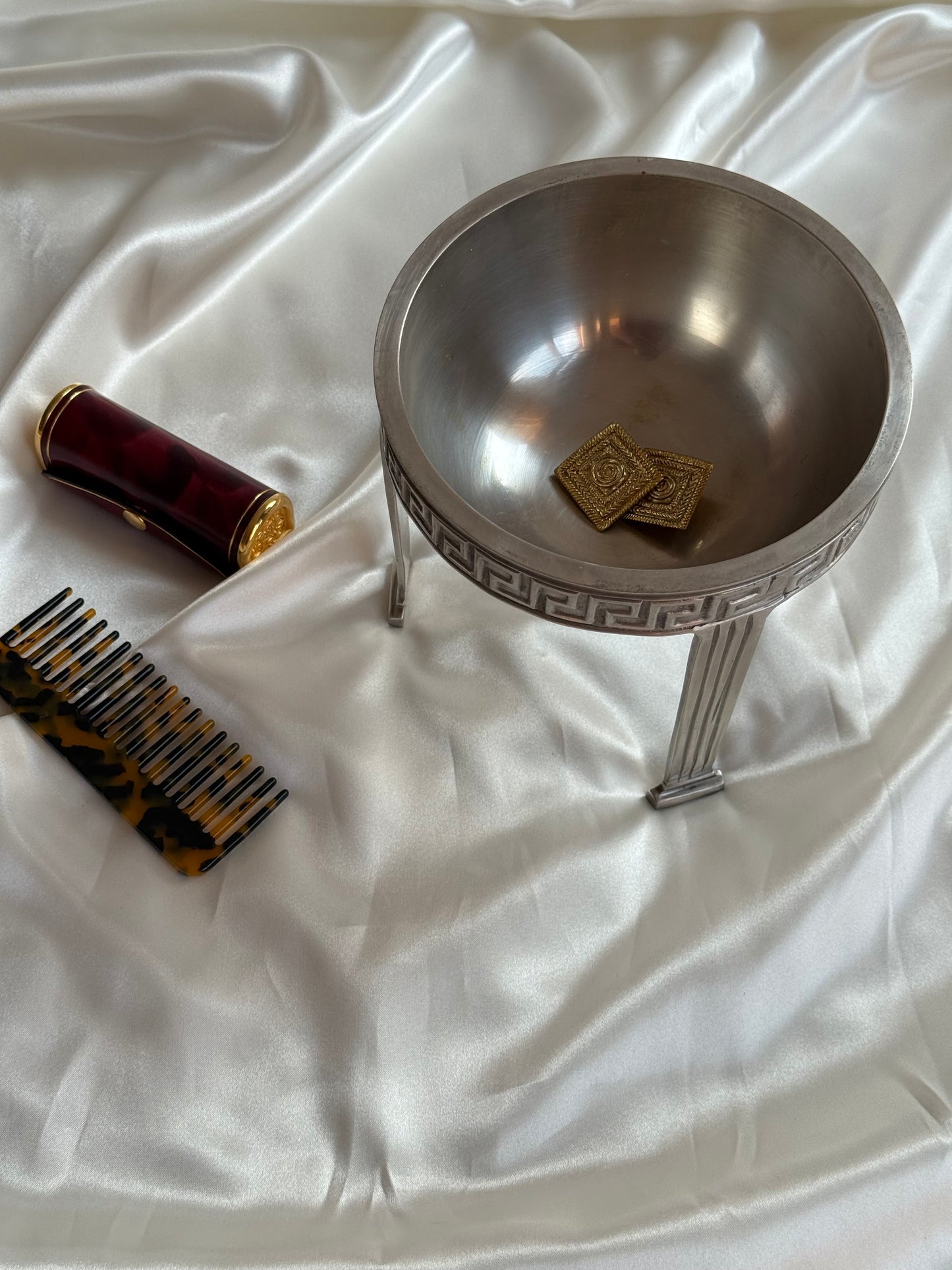 Vintage Heavy Silver-Tone Pedestal Bowl