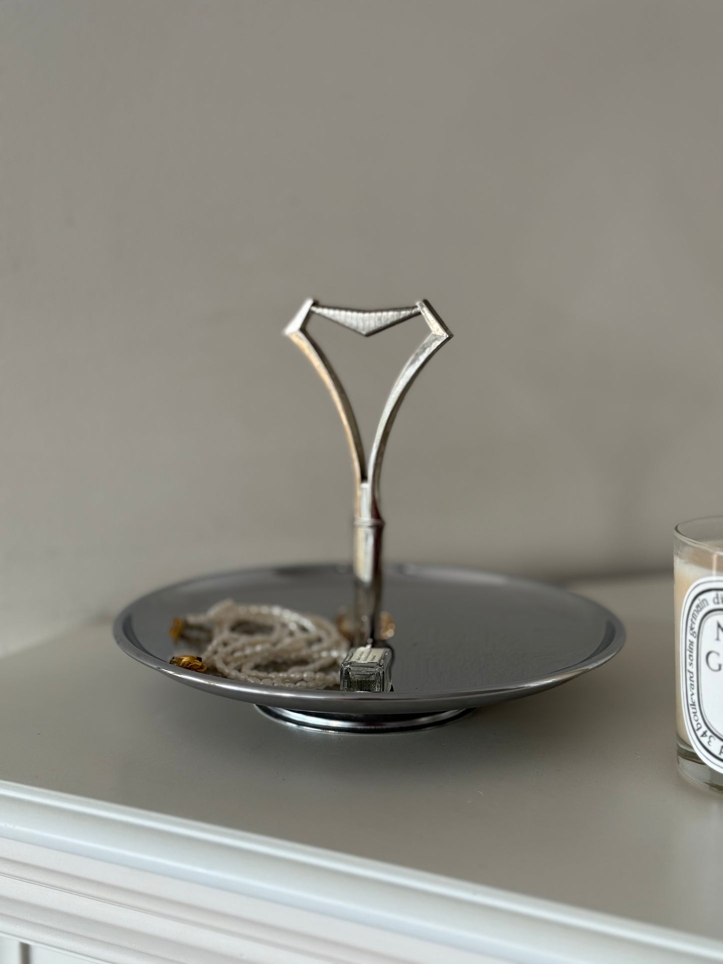 Vintage Chrome Vanity / Serving Tray with Handle