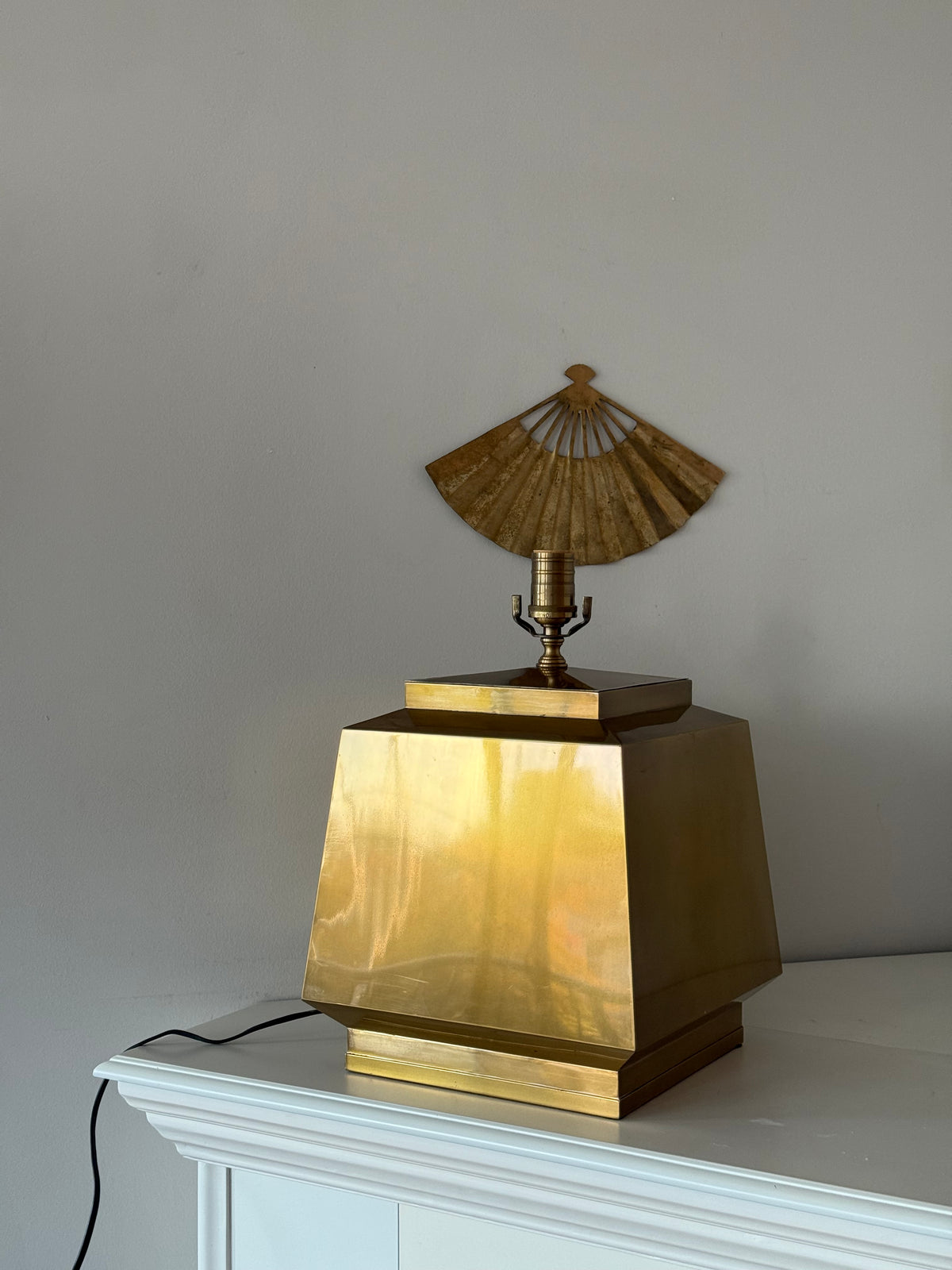Vintage Wildwood Solid Brass Geometric Table Lamp | Hollywood Regency