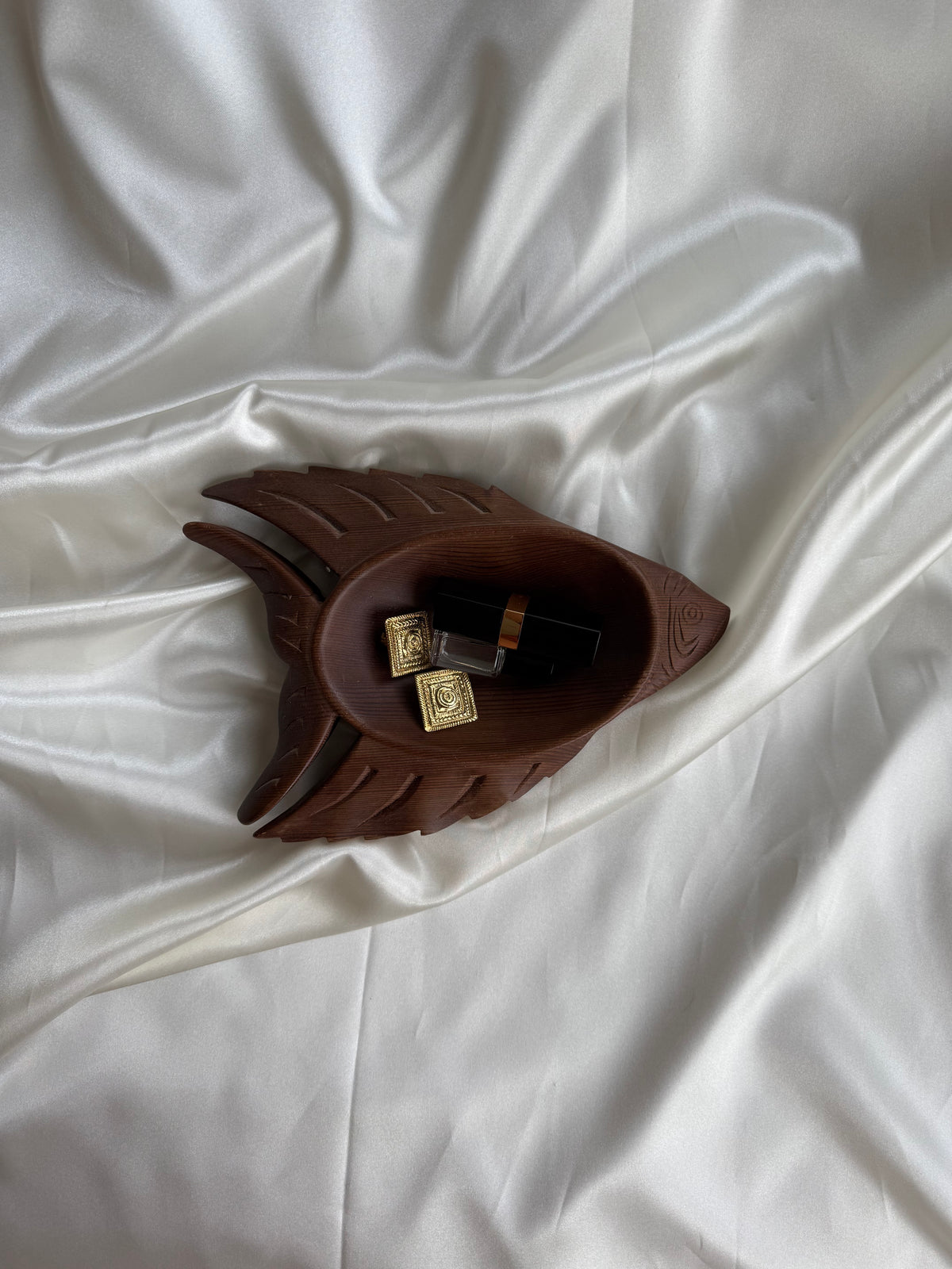 Vintage Hand-Carved Wooden Fish Dish