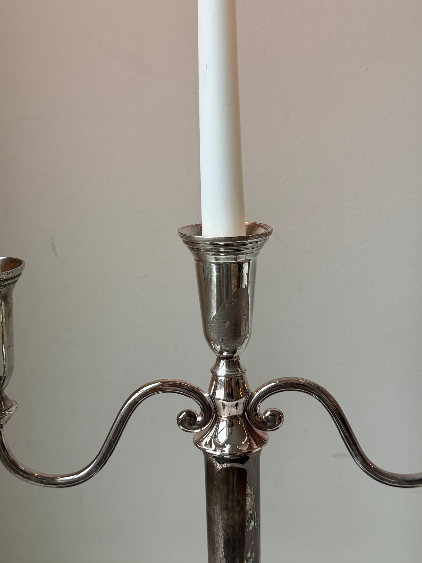 Vintage Silver-Plated Three-Arm Candelabra