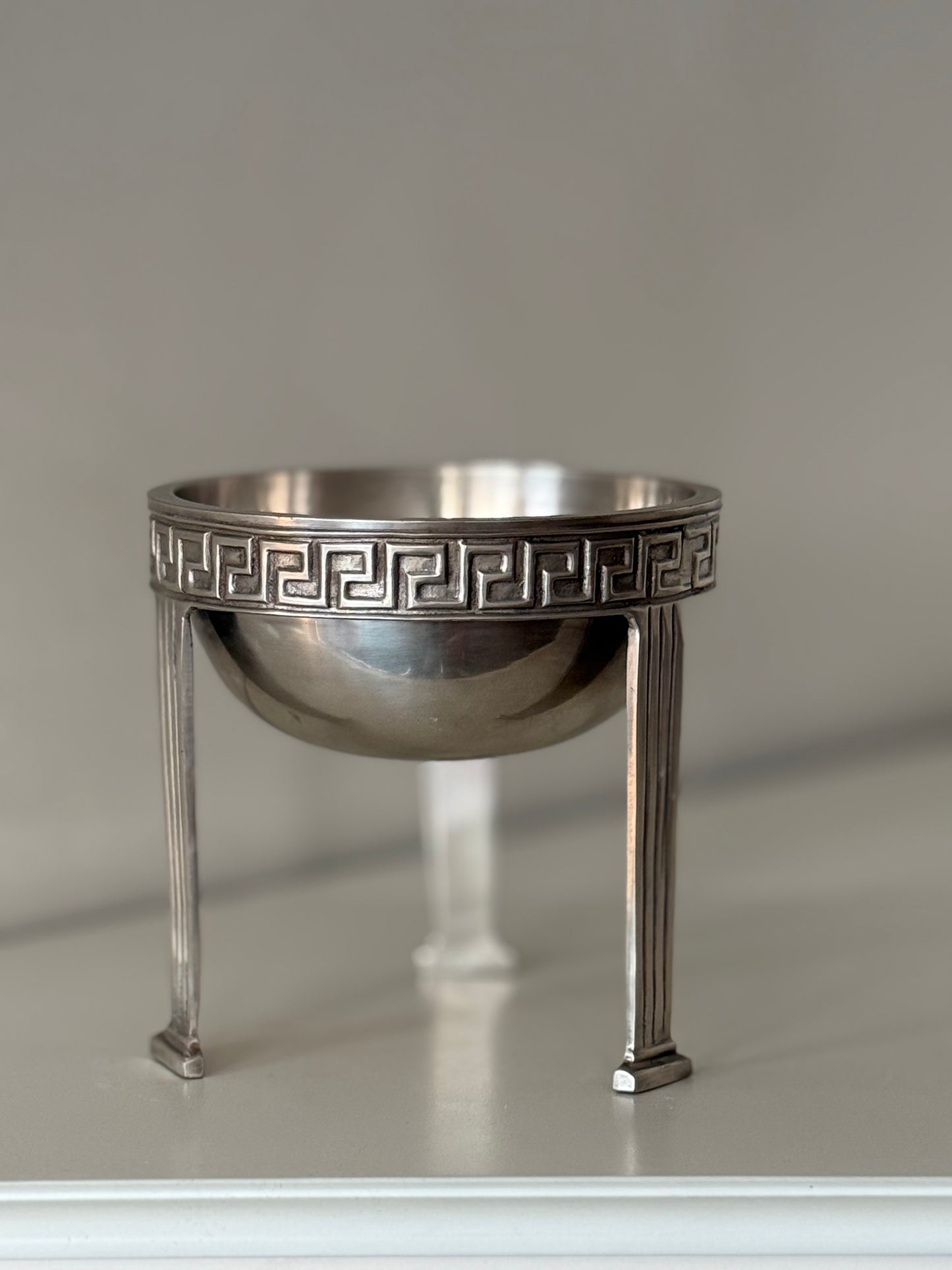 Vintage Heavy Silver-Tone Pedestal Bowl