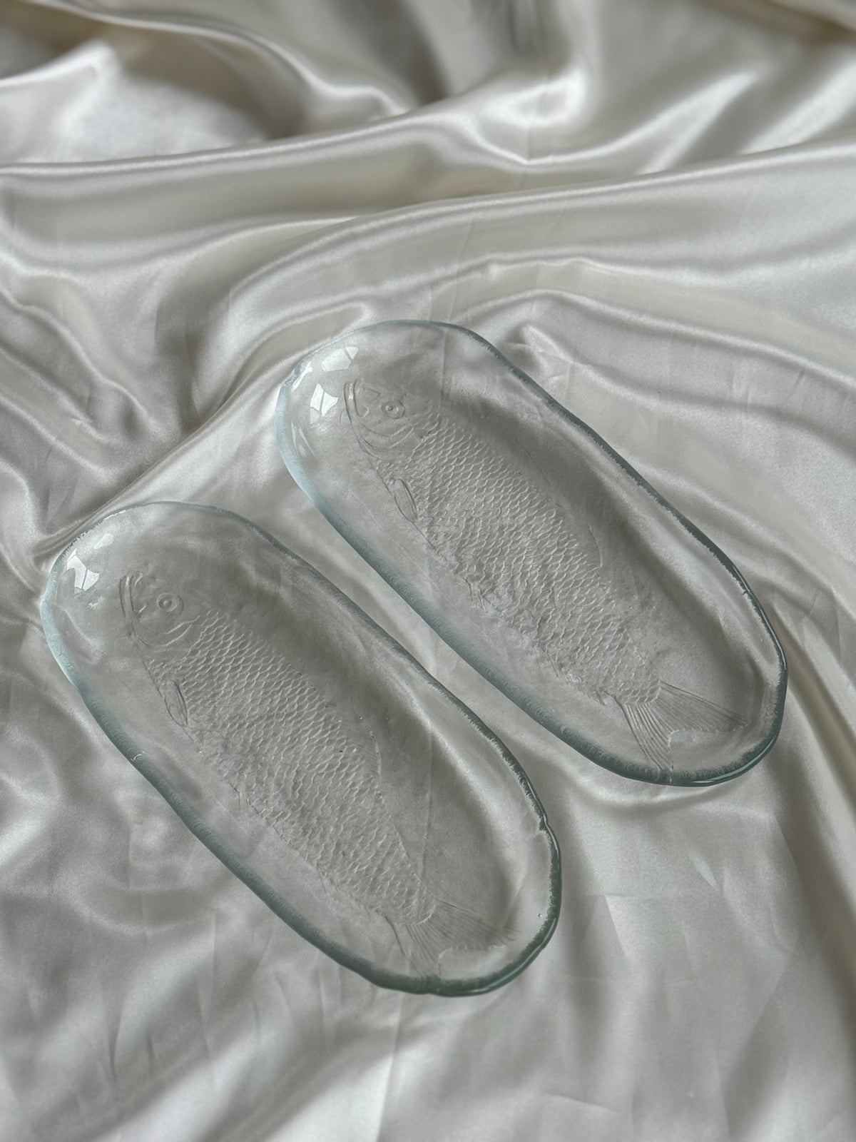 Vintage Clear Glass Fish Serving Dishes