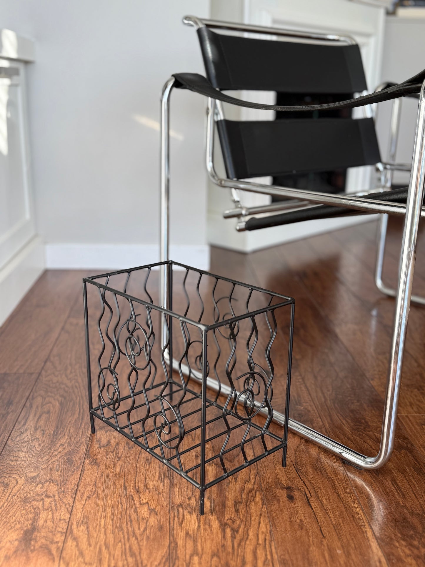 Vintage Black Metal Magazine Holder
