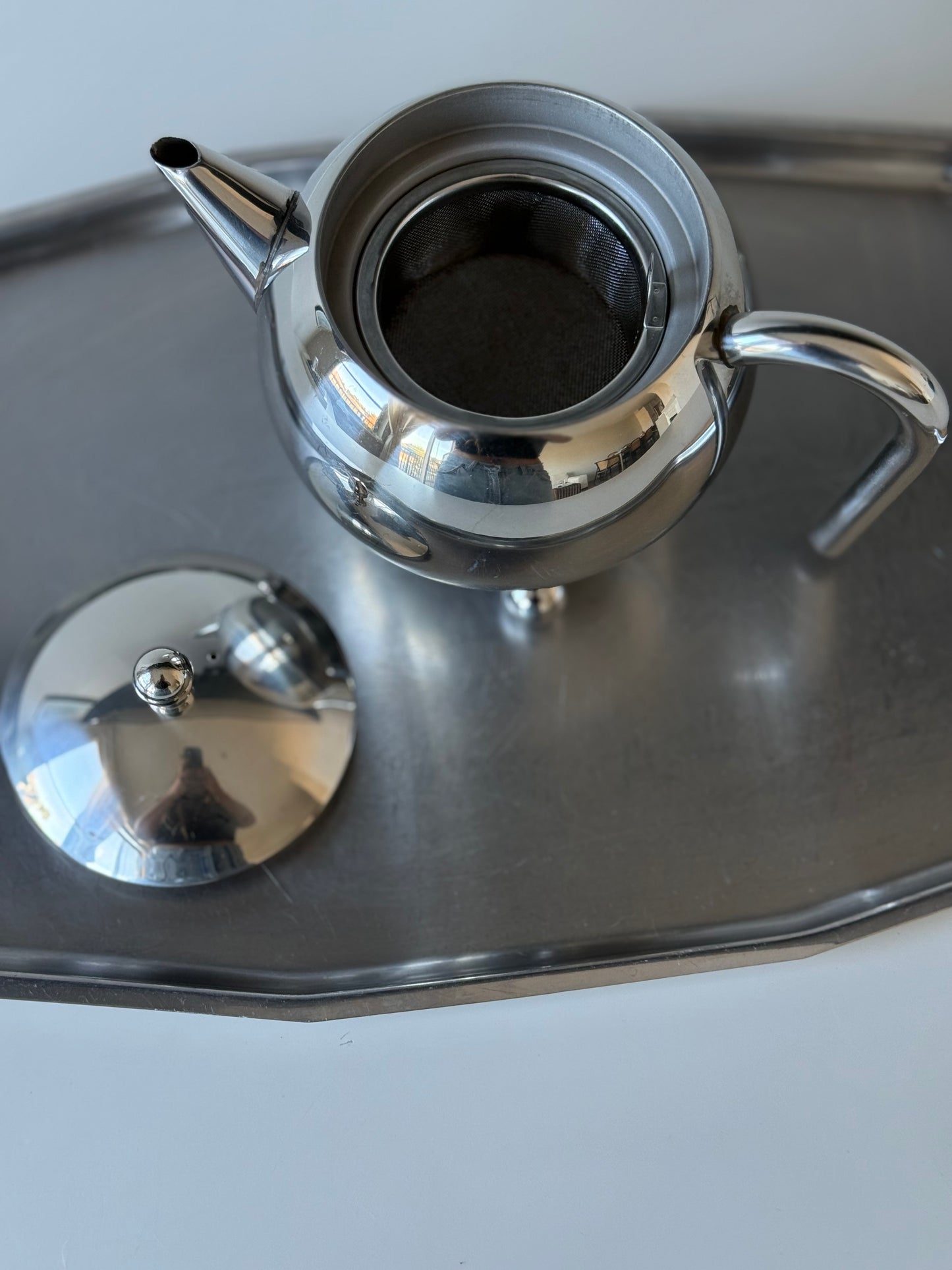 Vintage Stainless Steel Modernist Teapot