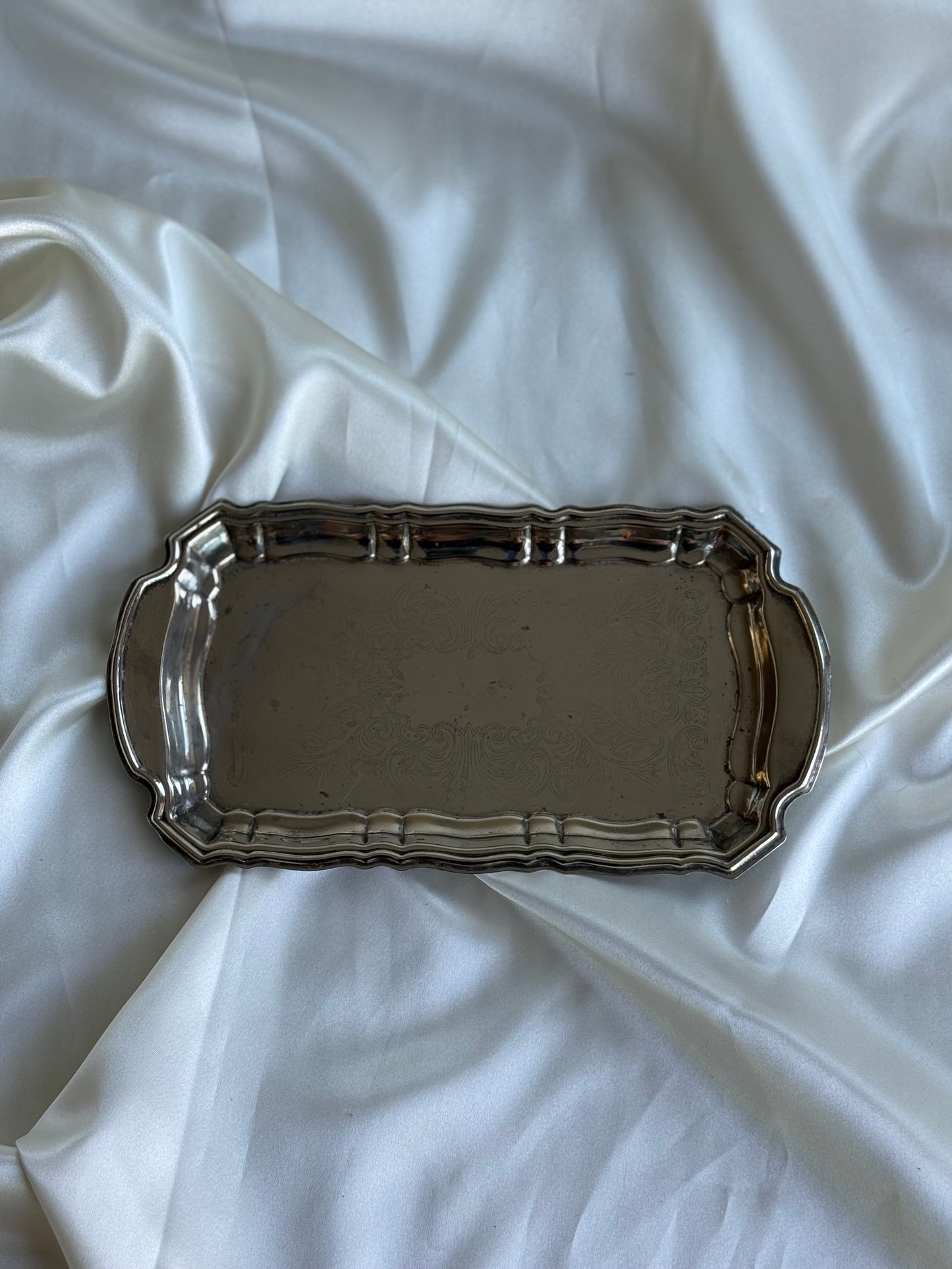 Vintage Silver-Plated Engraved Serving Tray