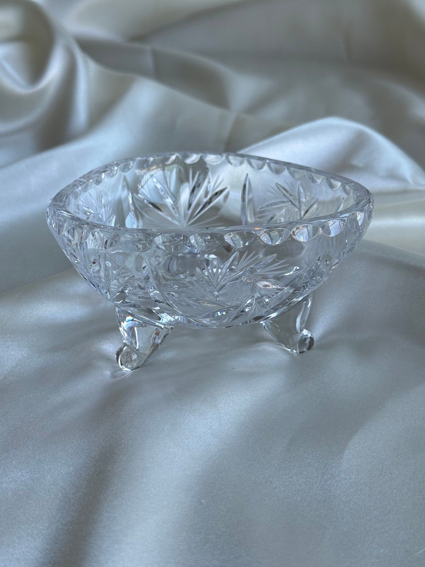 Small Vintage Footed Cut Crystal Bowl
