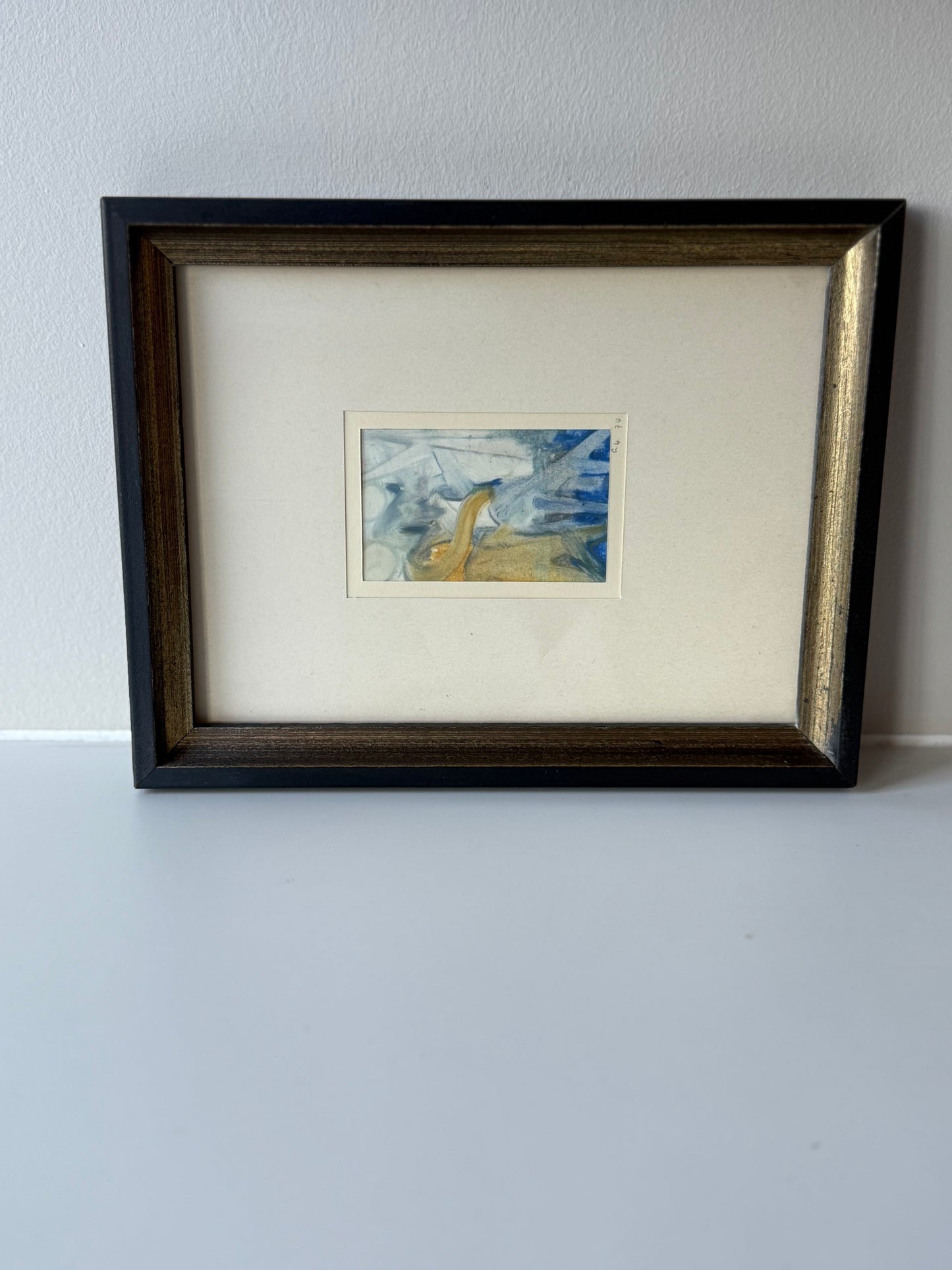 Pair of Vintage Framed Art Prints – Rustic Farm Landscape & Abstract Miniature