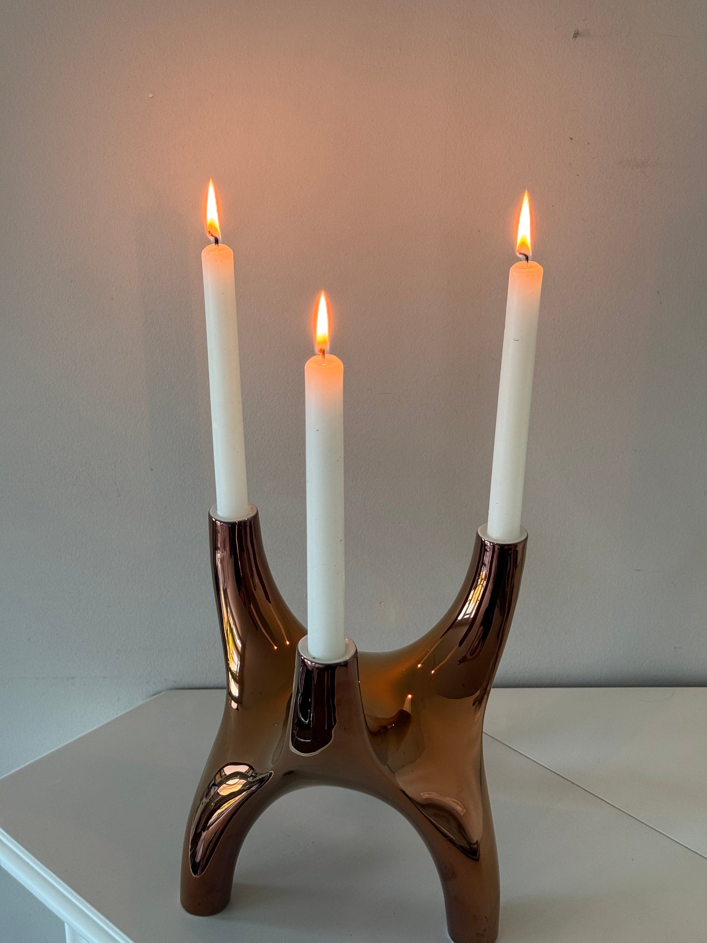 Rosenthal "Free Spirit" Metallic Porcelain 3-Arm Candelabra