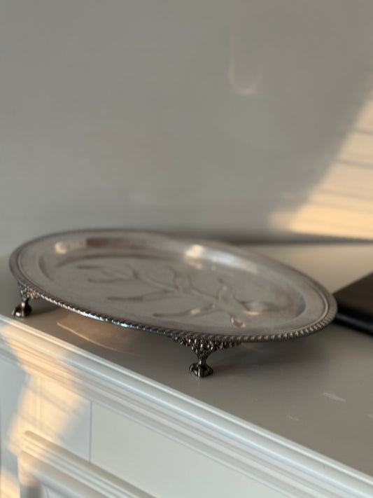Vintage Viking Plate Silver-Plated Footed Tray