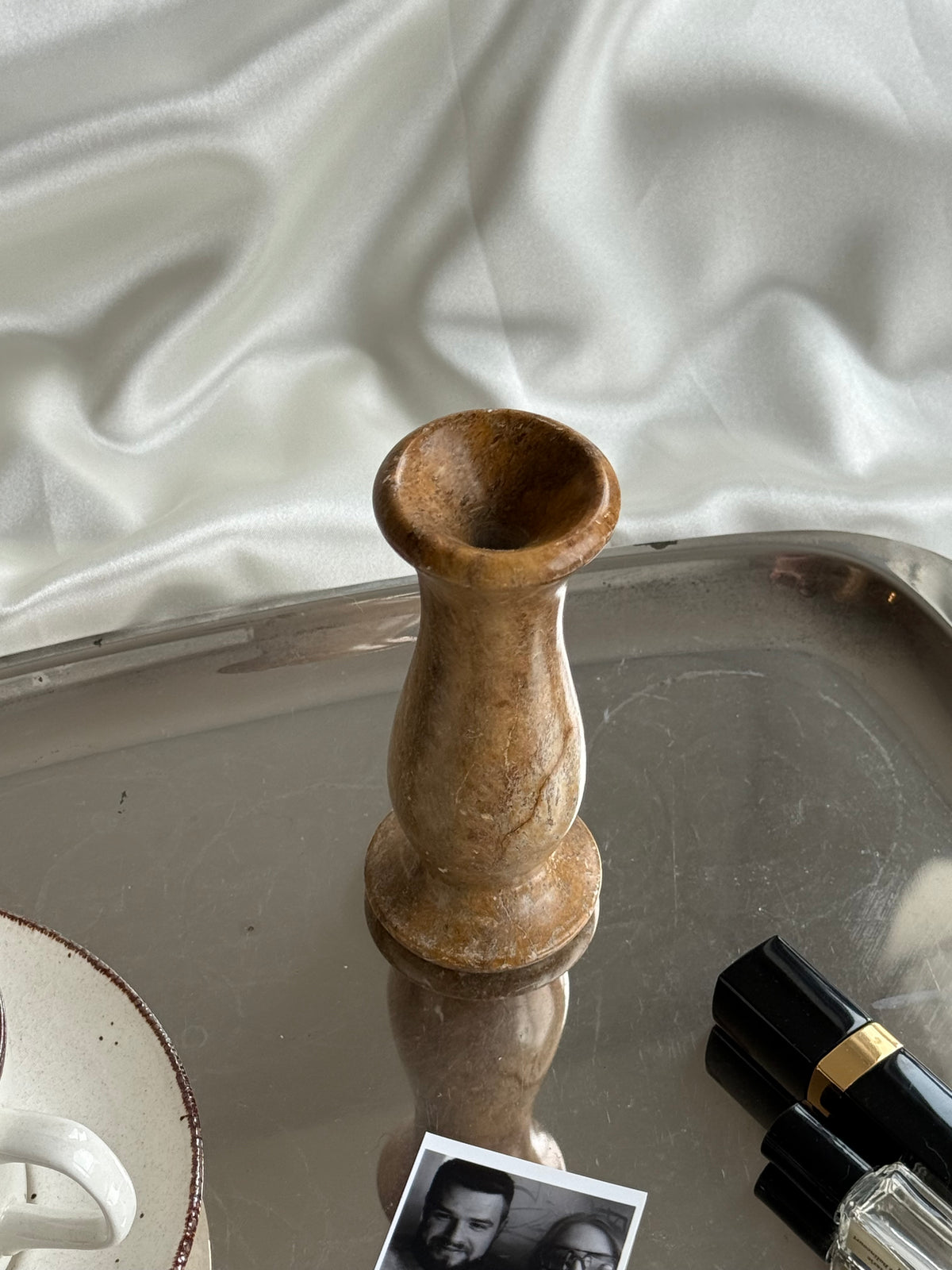 Vintage Carved Stone Bud Vase