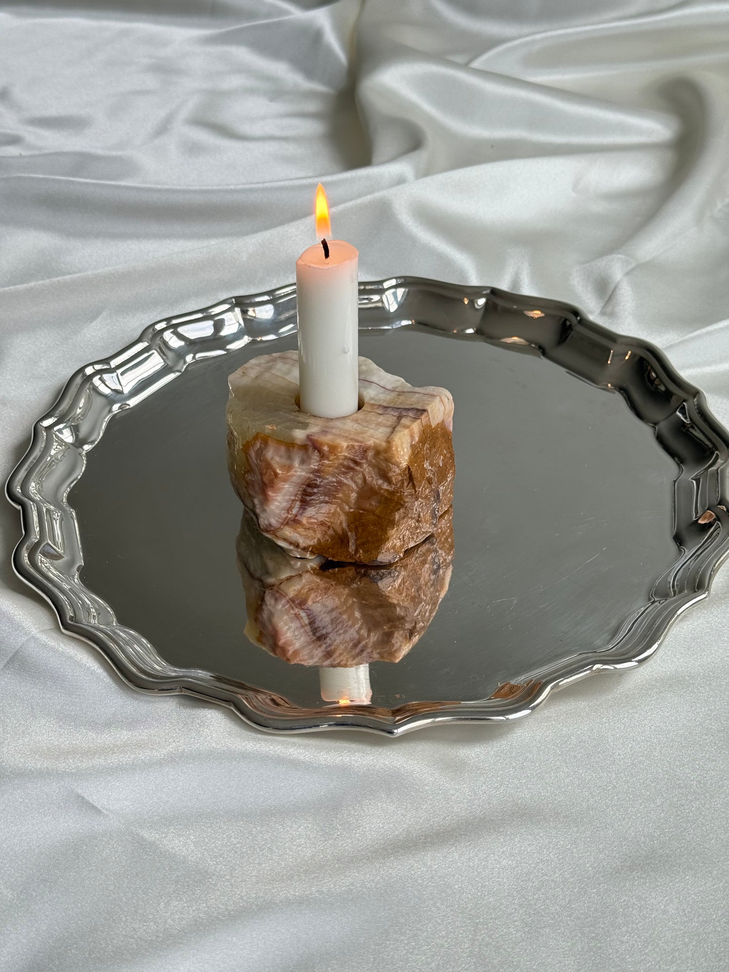 Vintage Onyx Stone Candle Holder
