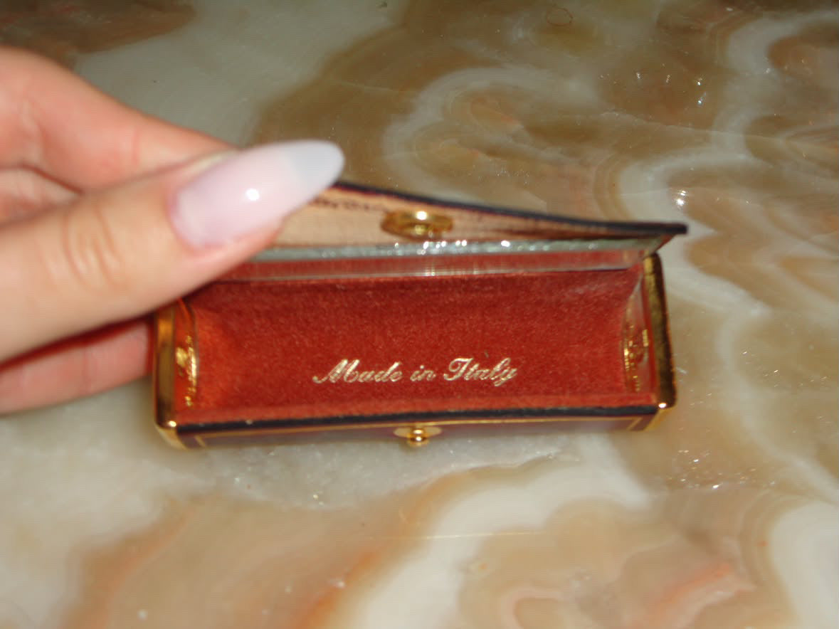 Vintage Italian Genuine Leather Lipstick Case with Mirror