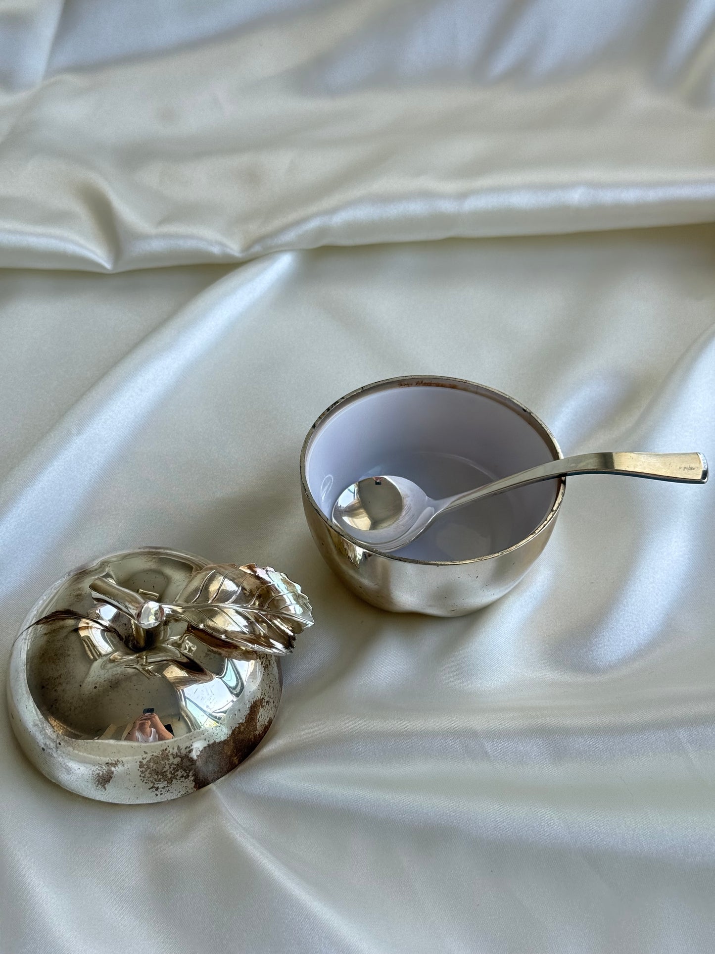 Vintage Apple Sugar Bowl with Spoon