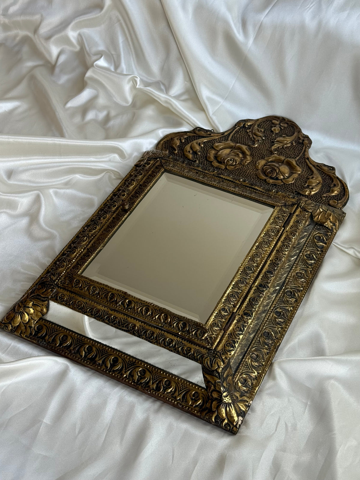 Antique Dutch Art Nouveau Brass Mirror Cabinet with Original Brushes | Circa 1900