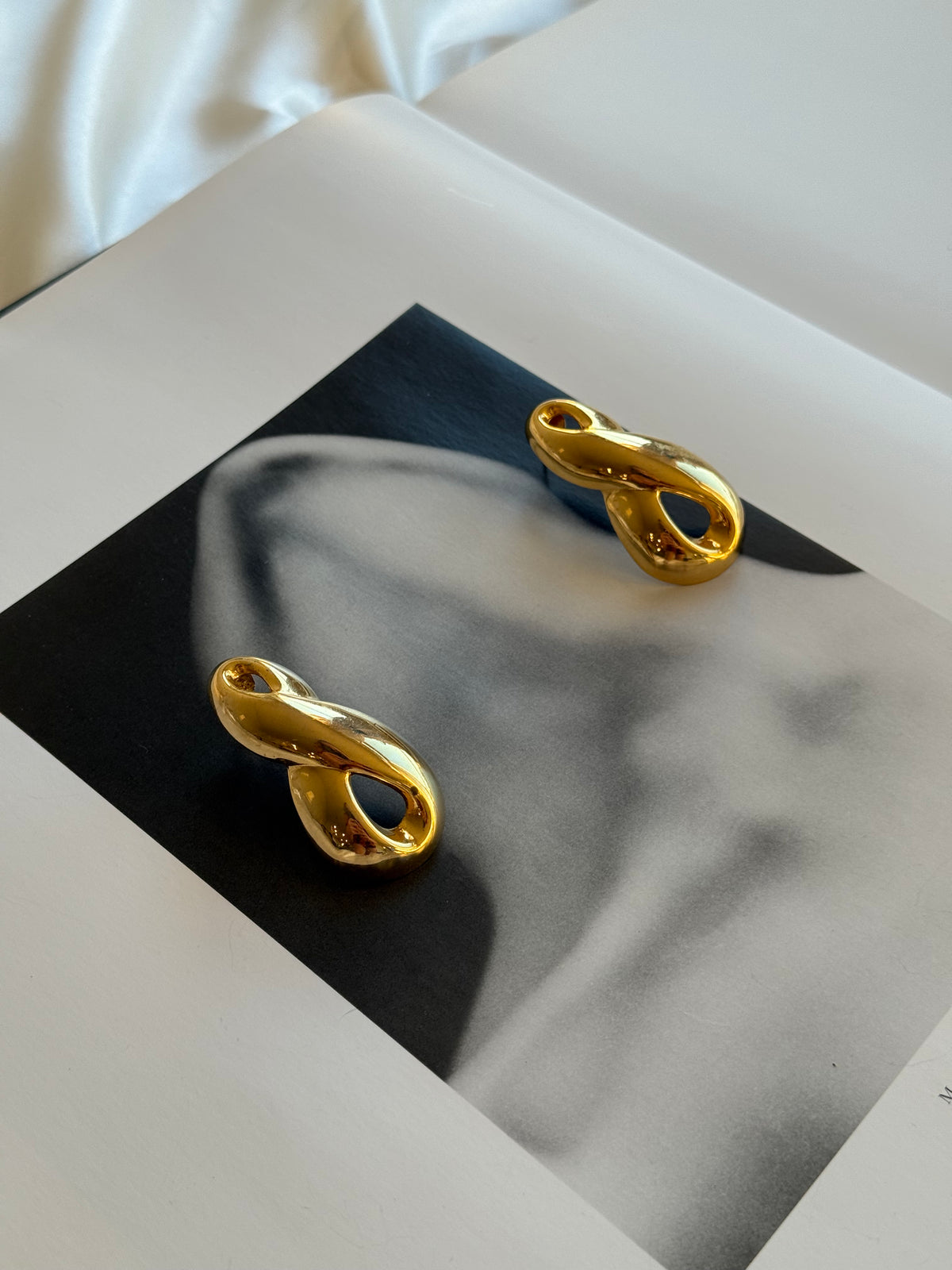 Vintage Gold-Tone Sculptural Infinity Earrings