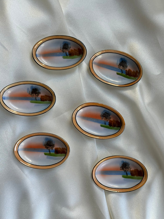 Set of 6 Antique Noritake Hand-Painted Miniature Dishes – Made in Japan