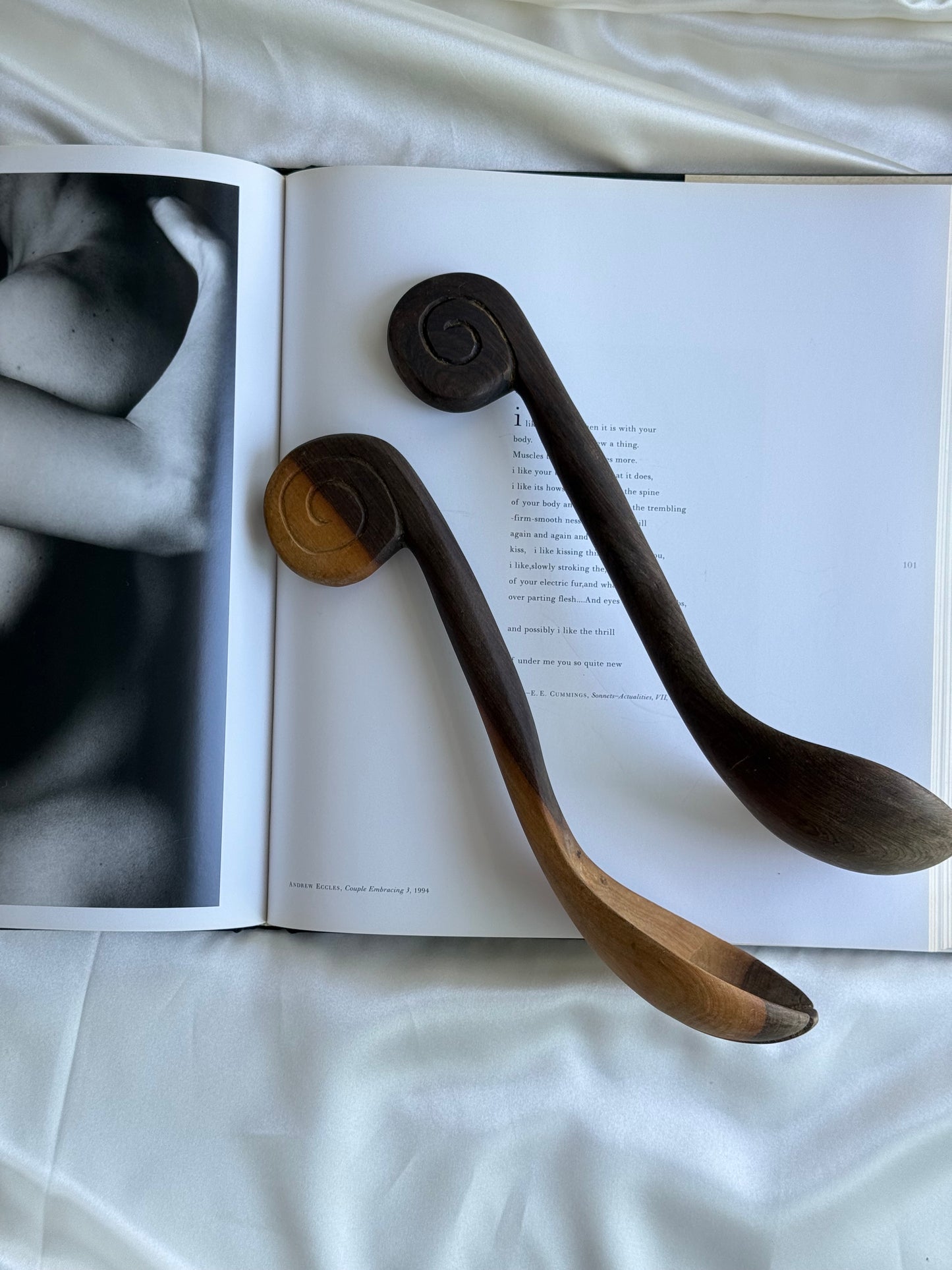 Vintage Hand-Carved Wooden Salad Servers