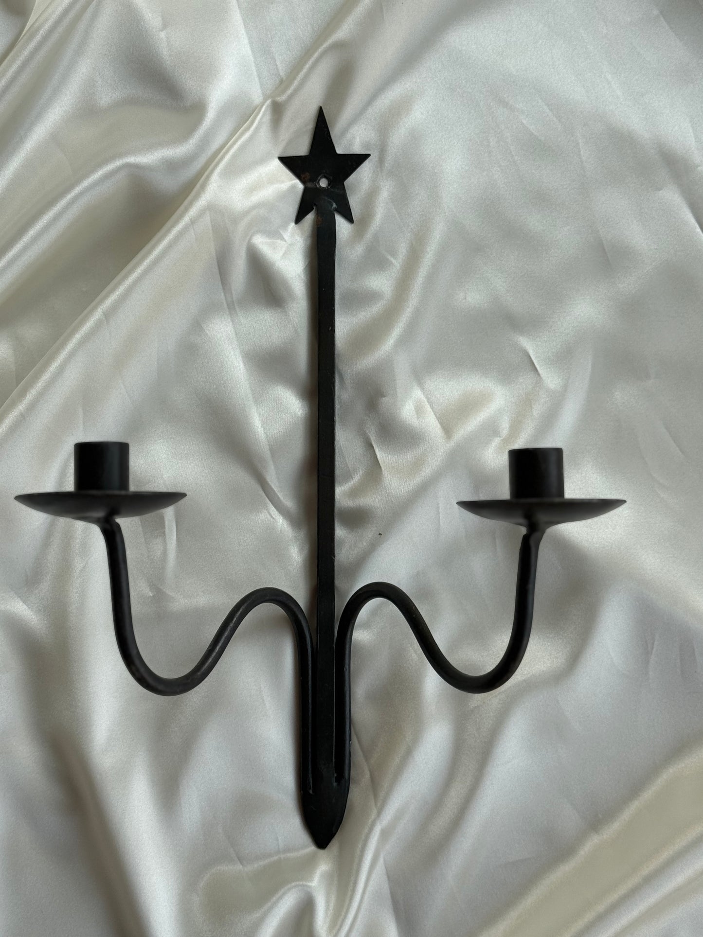 Vintage Wrought Iron Double Wall Sconce