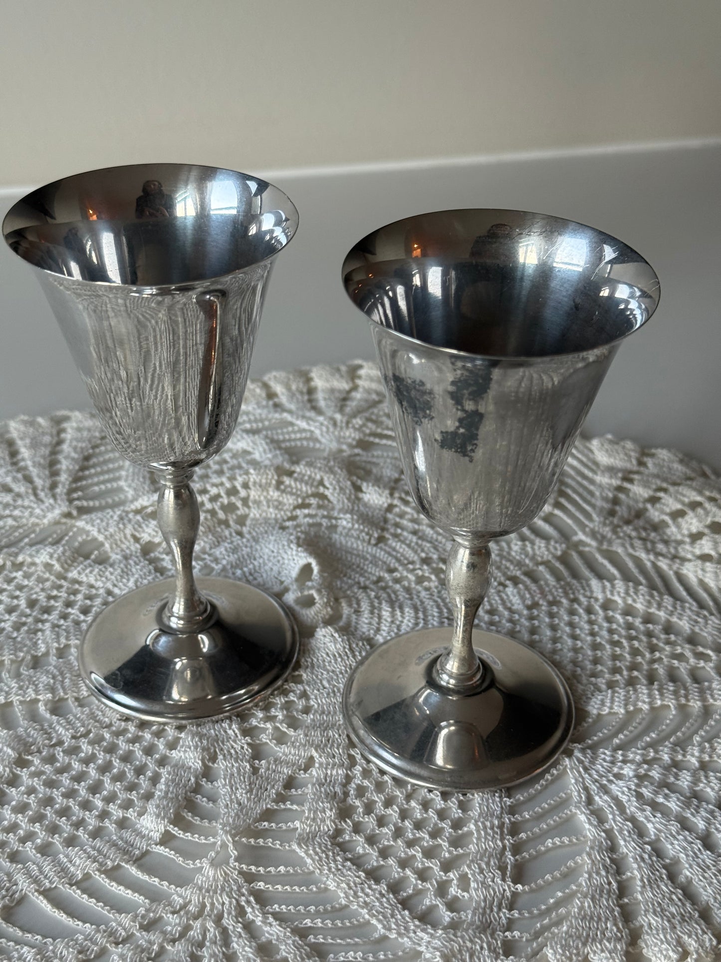 Pair of Vintage “Primrose Plate” Silver-Plated Goblets