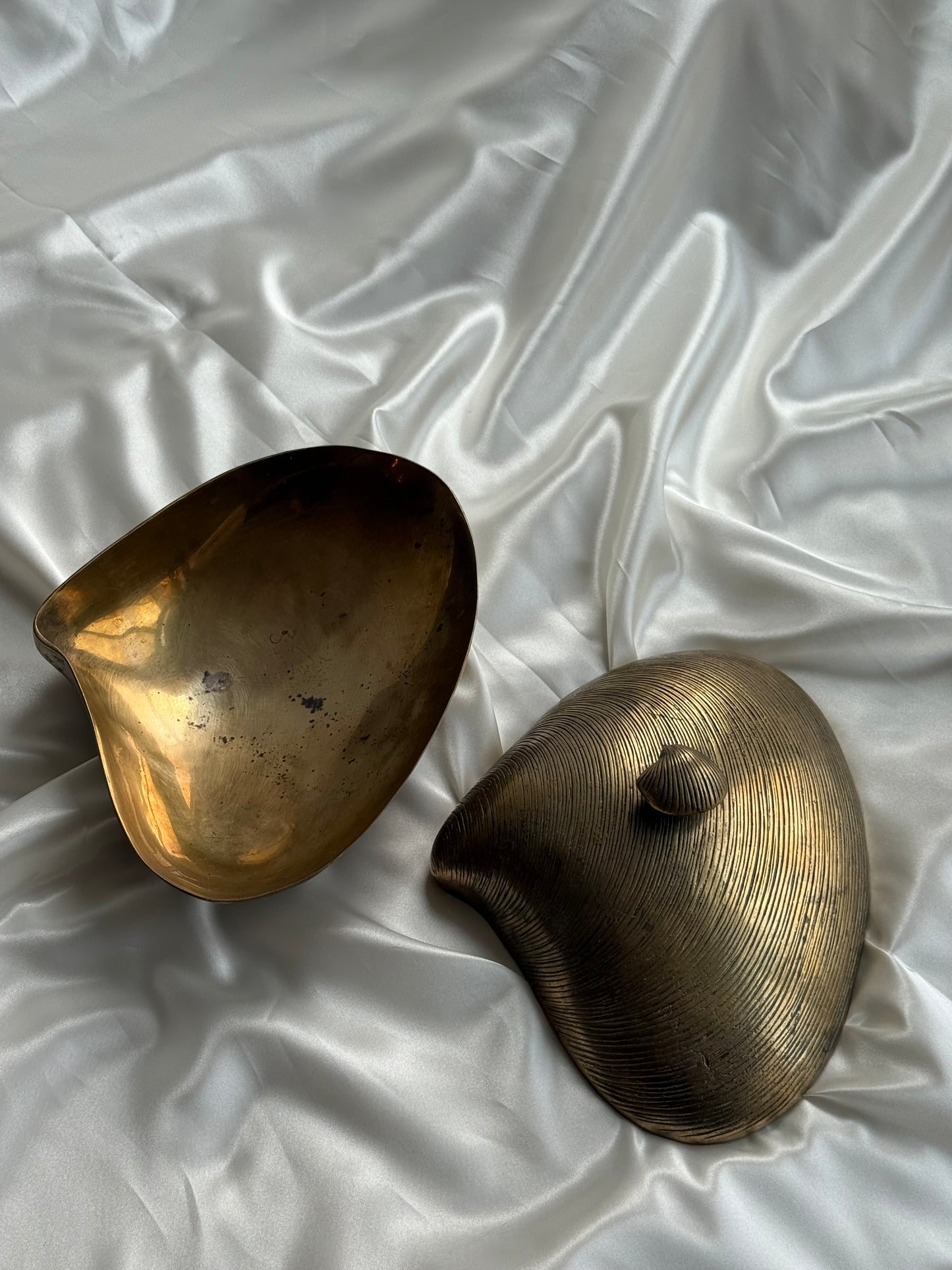 Vintage Large  Solid Brass Clamshell Box