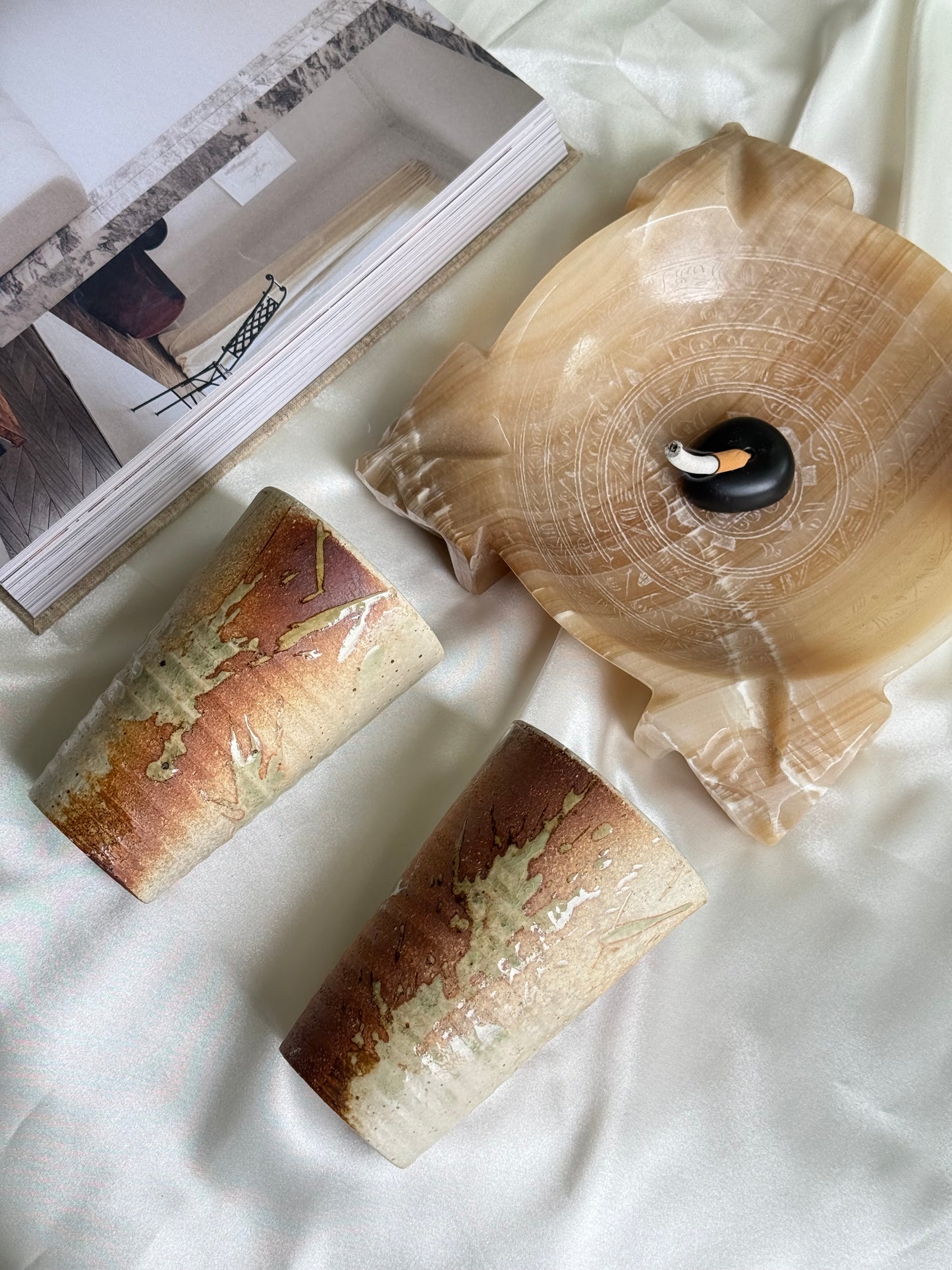 Vintage Studio Pottery Earthtone Tumblers (Pair)