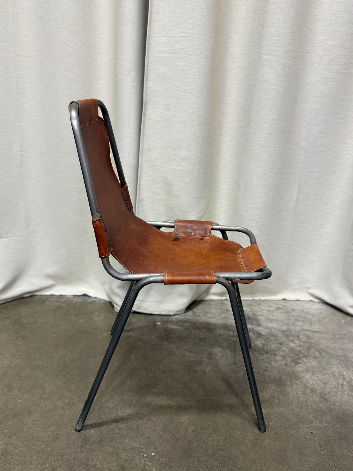 Set of 3 Vintage Dal Vera Model 860 “Les Arcs” Cognac Leather Chairs, c. 1960s–70s