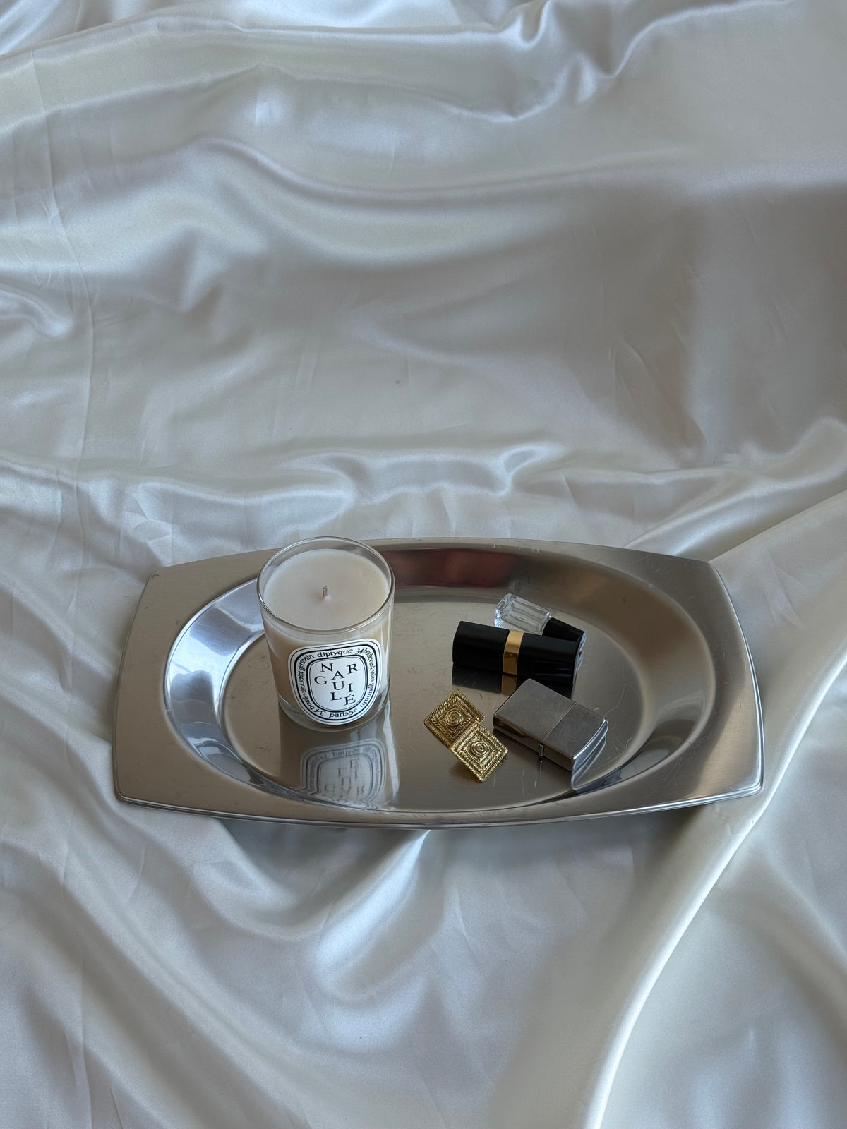 Vintage Stainless Steel Modernist Serving Tray