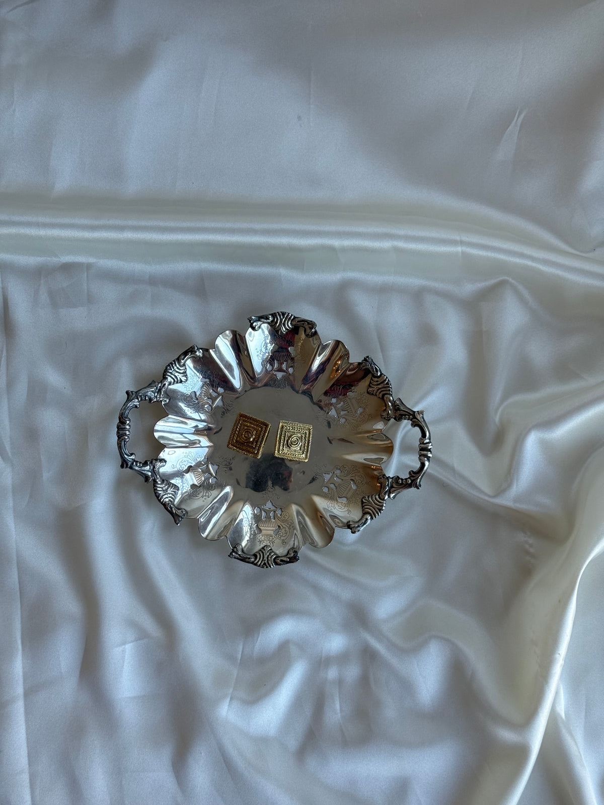 Vintage Silver-Plated Pierced Bonbon Dish