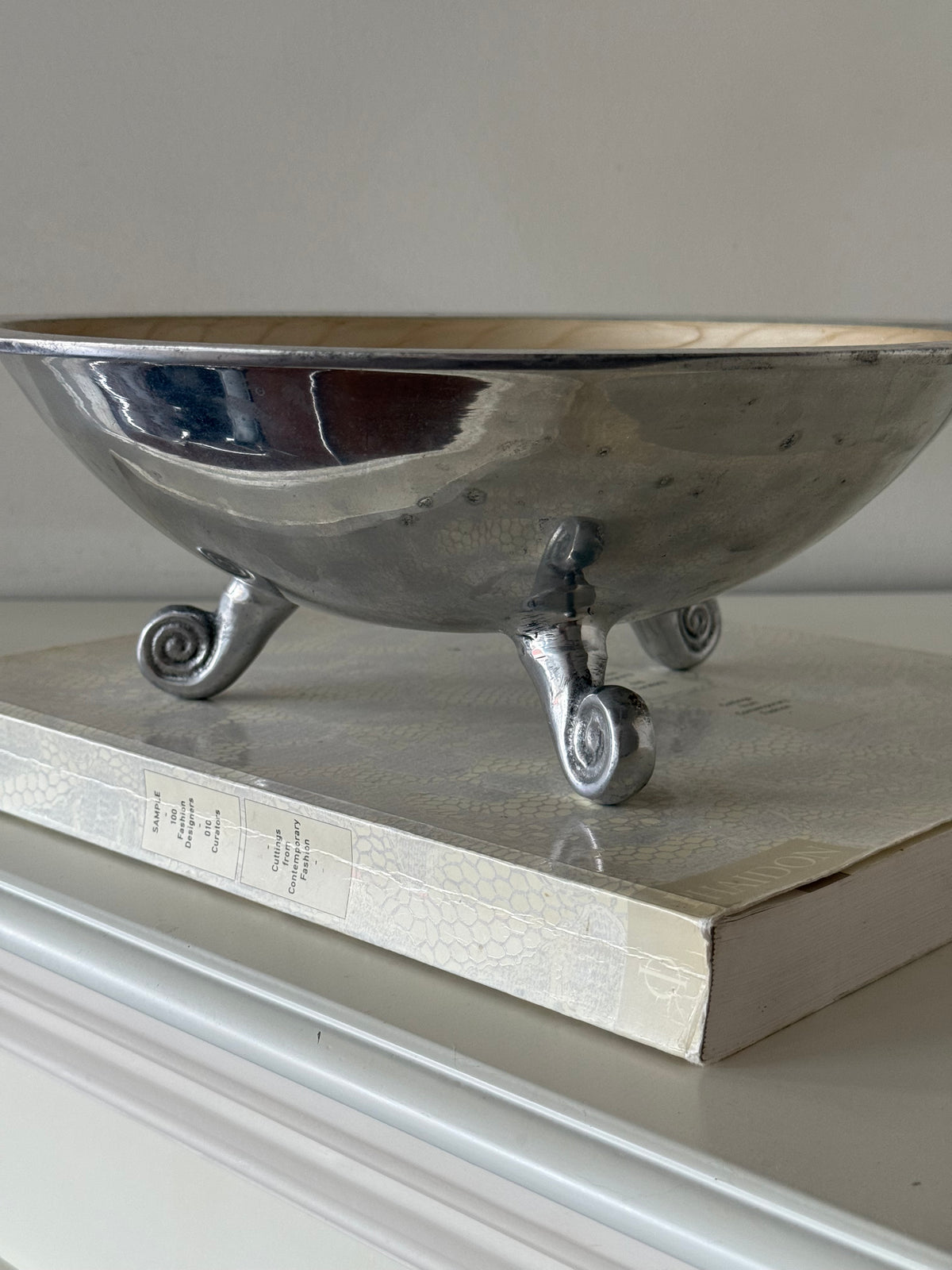Vintage Silver-Tone Footed Centerpiece Bowl with Swirl Feet