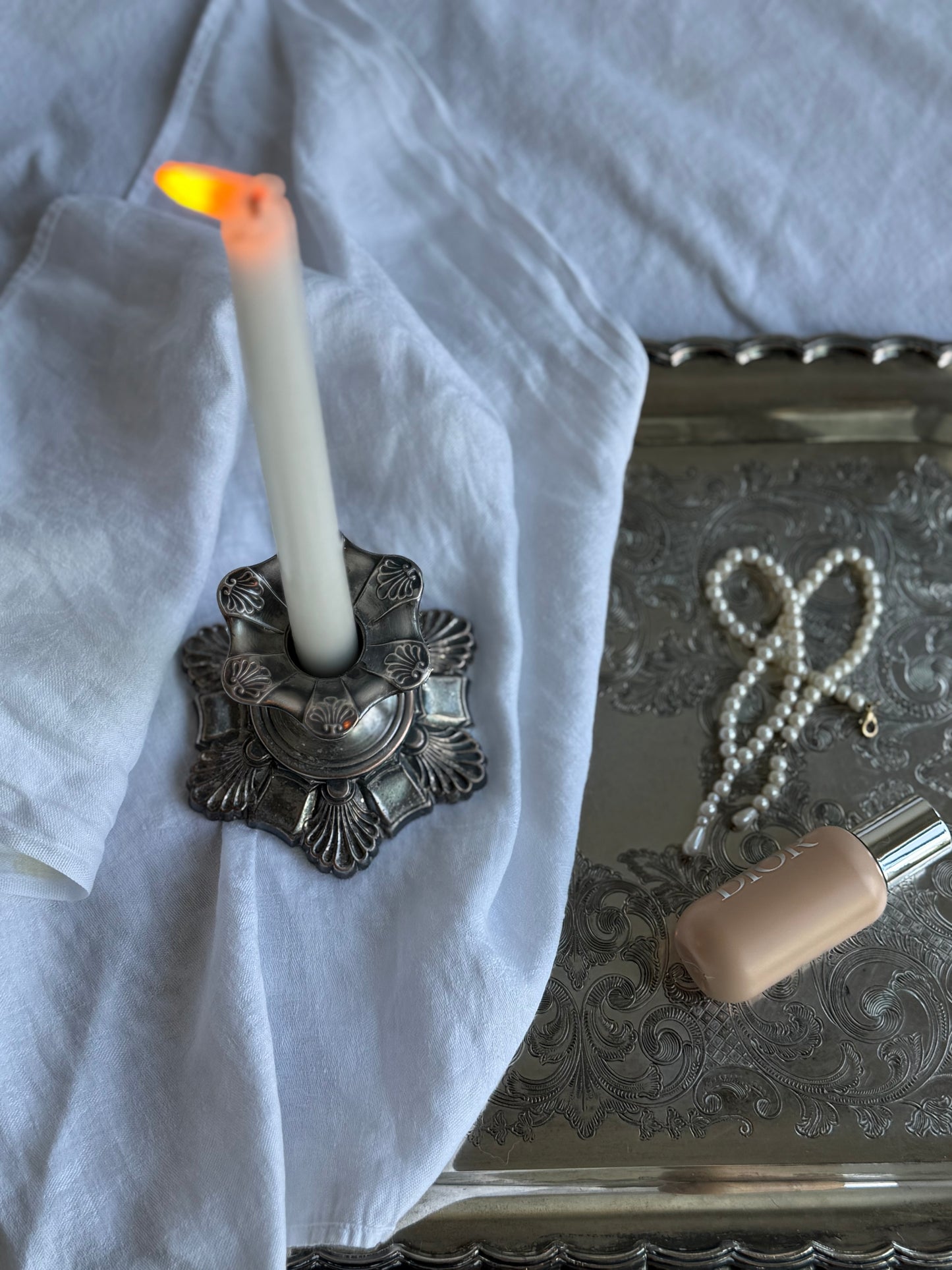 Vintage Silver-Plated Candle Holder – Ornate Design