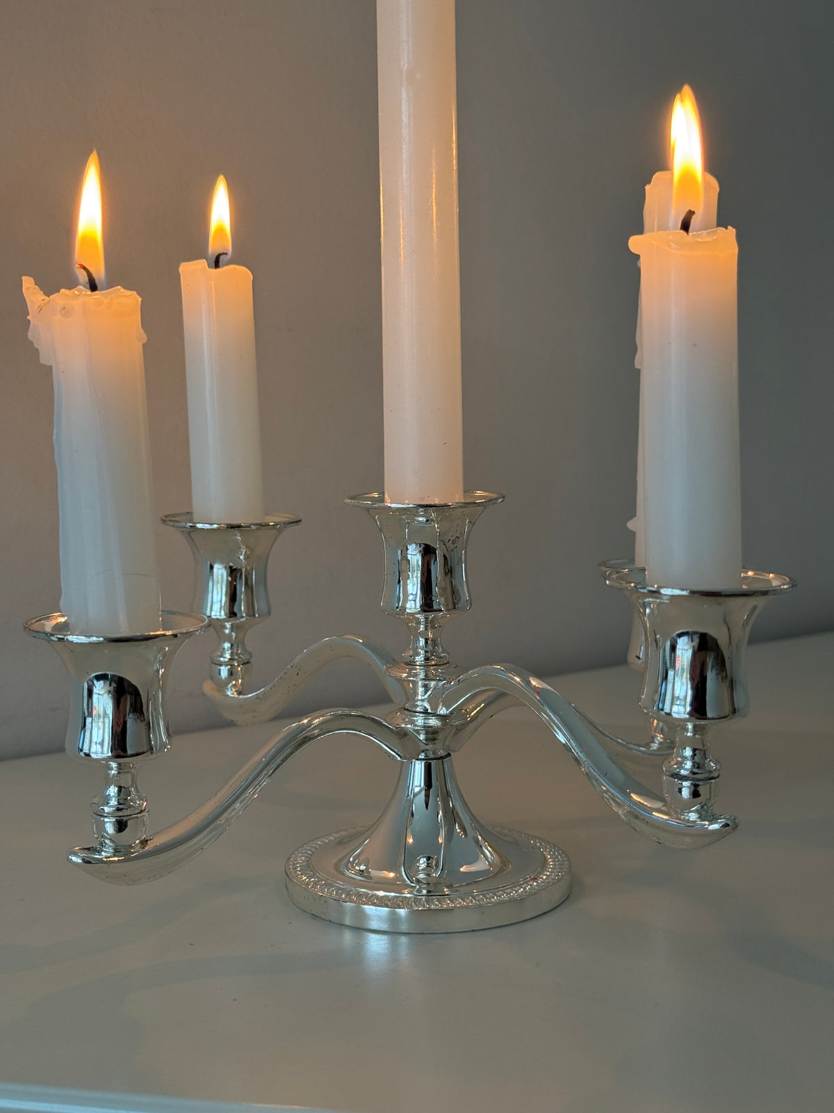 Vintage English Silver-Plated Five-Arm Candelabra | Elegant Table Centrepiece