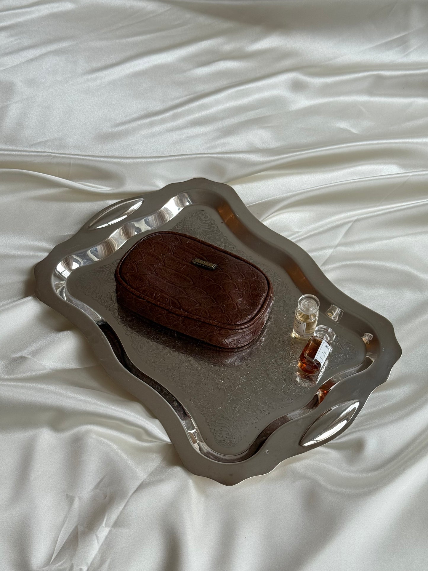 Vintage Silver-Plated Engraved Serving Tray