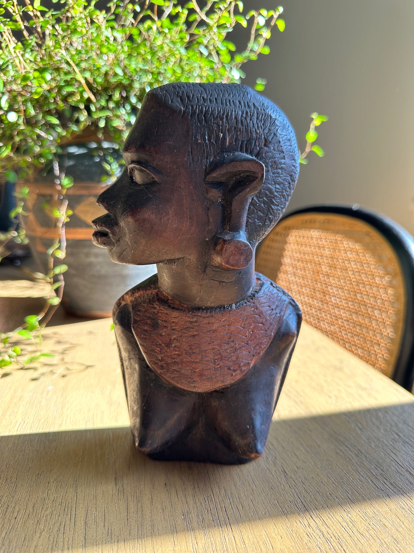 Wood carved African statue