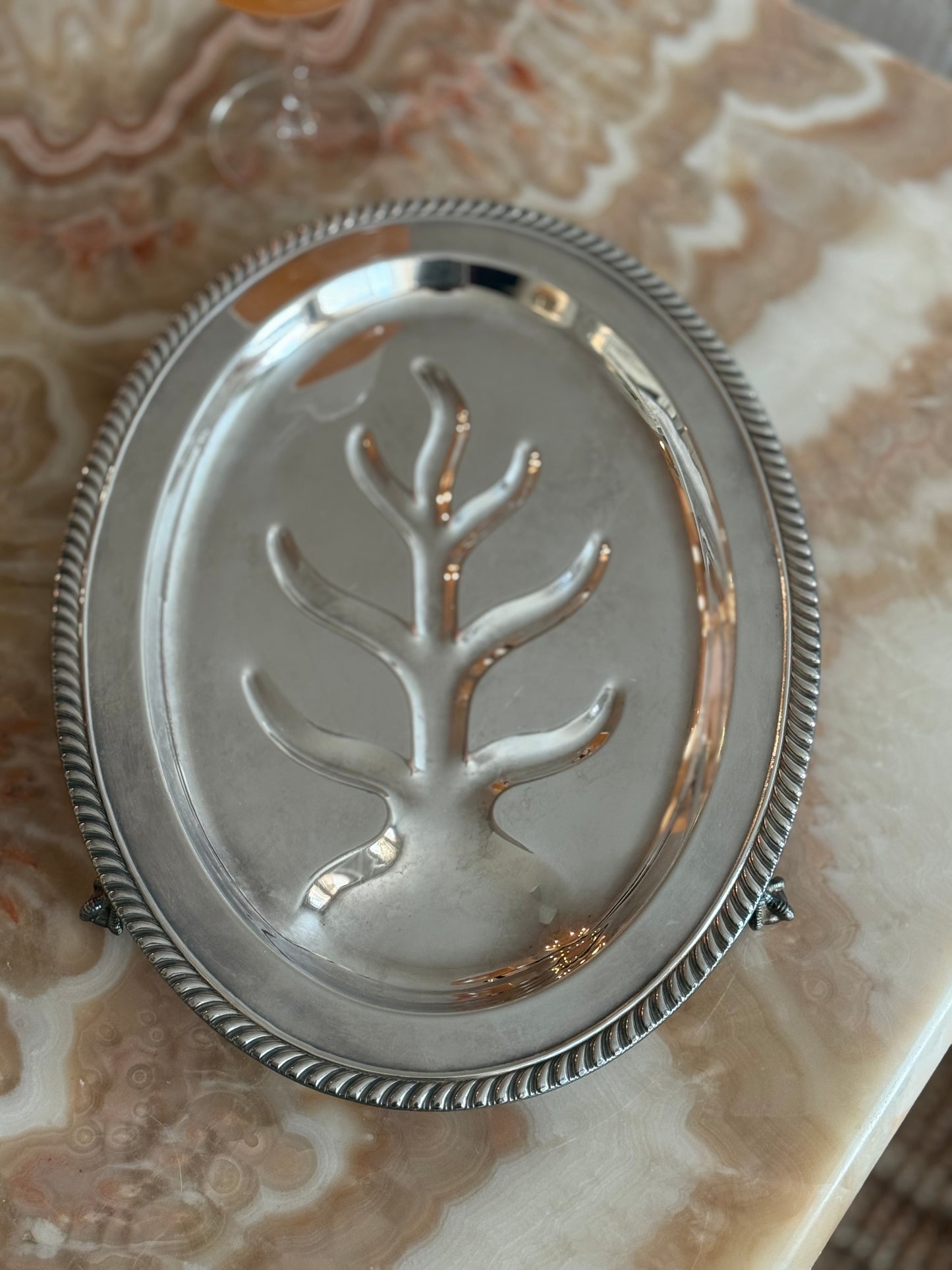 Vintage Viking Plate Silver-Plated Footed Tray