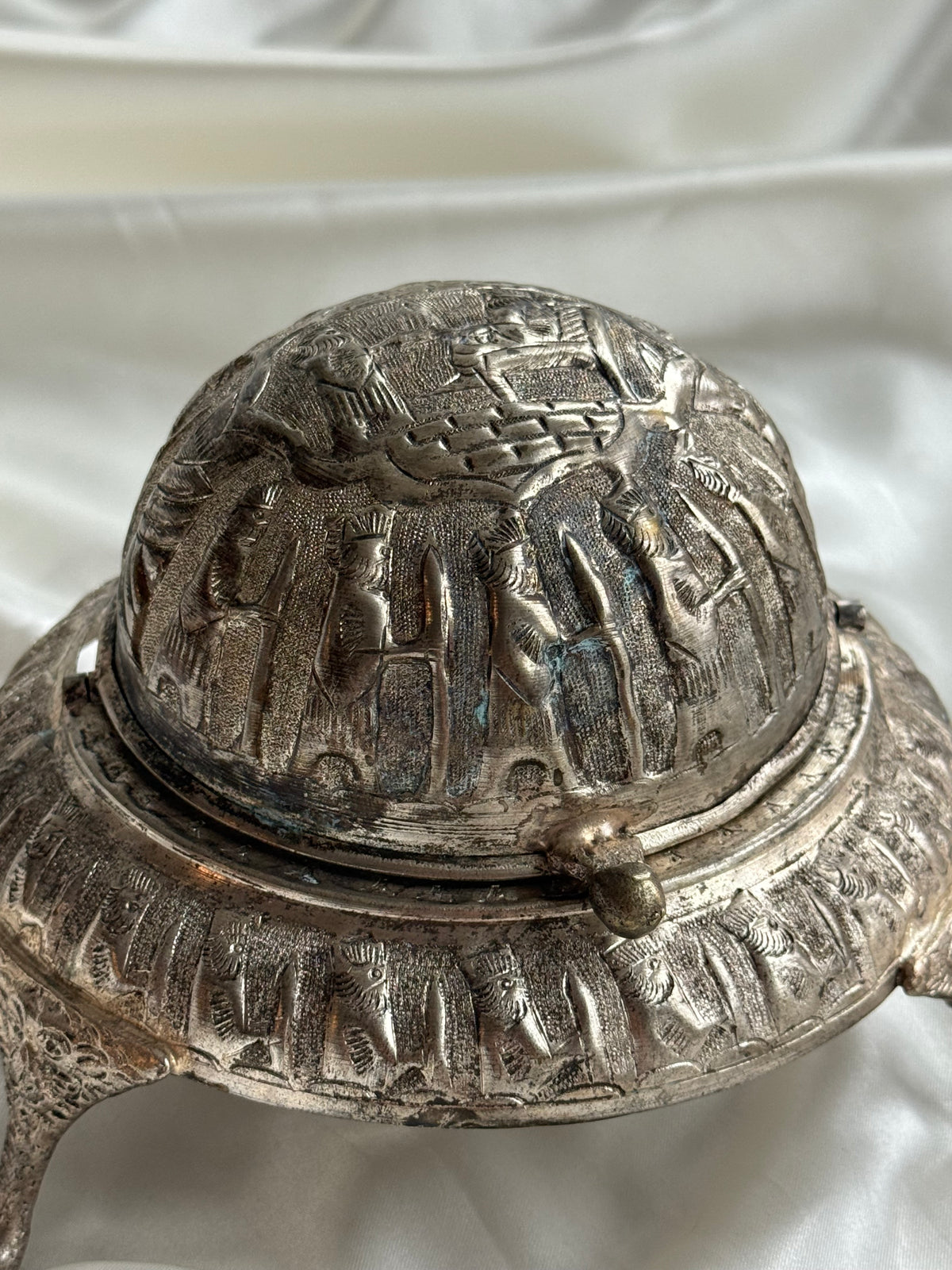 Vintage Egyptian Revival Caviar Serving Dish with Revolving Dome