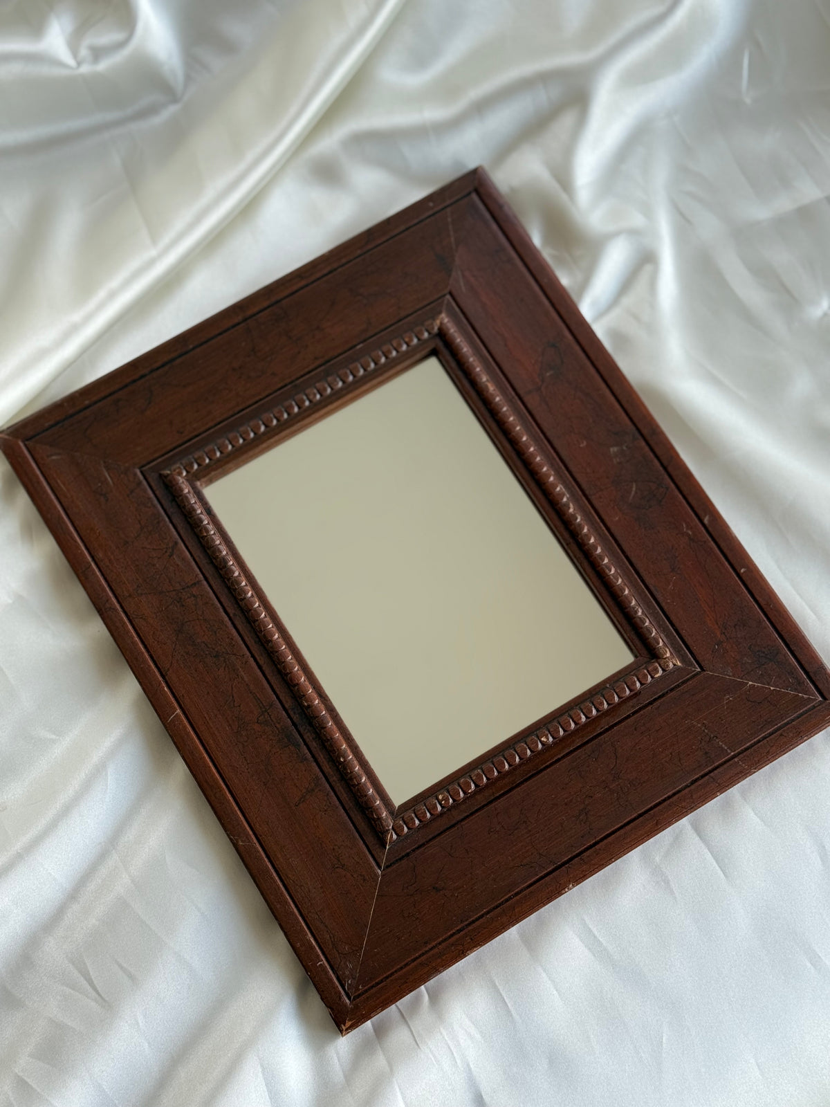 Vintage Wood Framed Wall Mirror