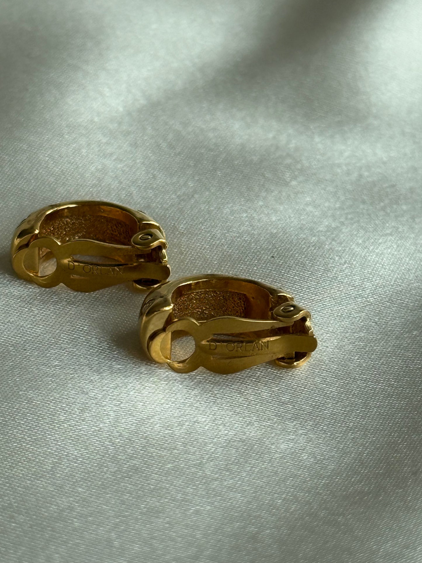 Vintage D’Orlan Crystal Huggie Clip-On Earrings
