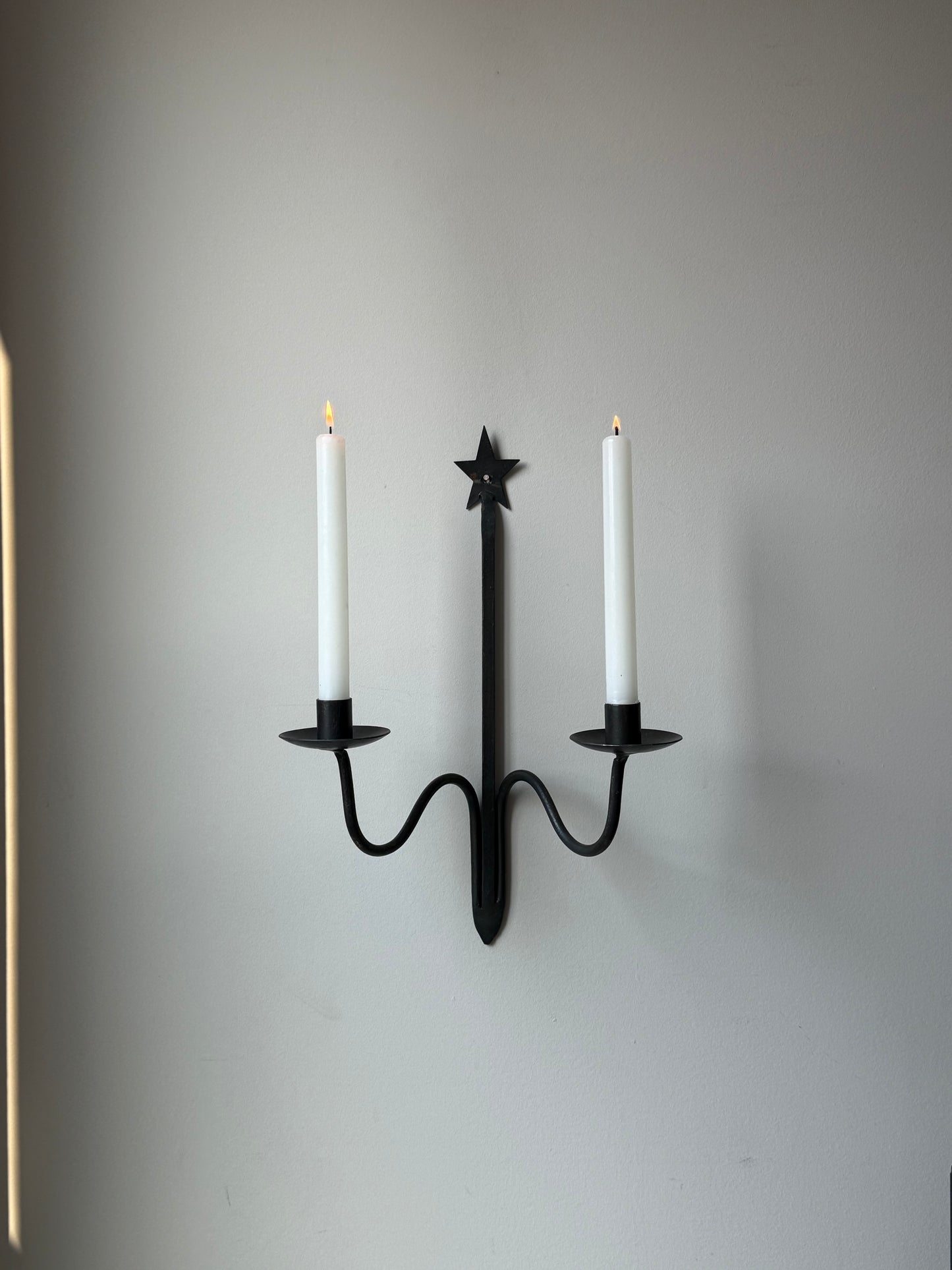 Vintage Wrought Iron Double Wall Sconce