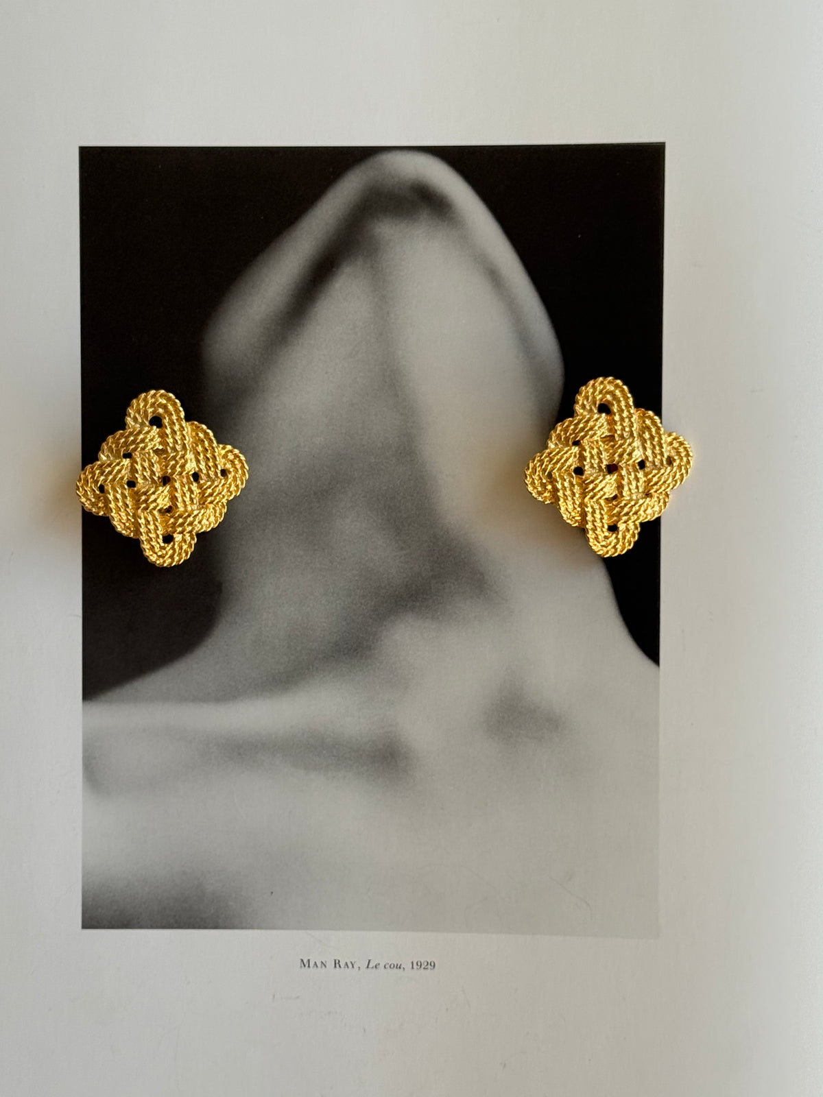 Vintage Gold-Tone Woven Knot Clip-On Earrings