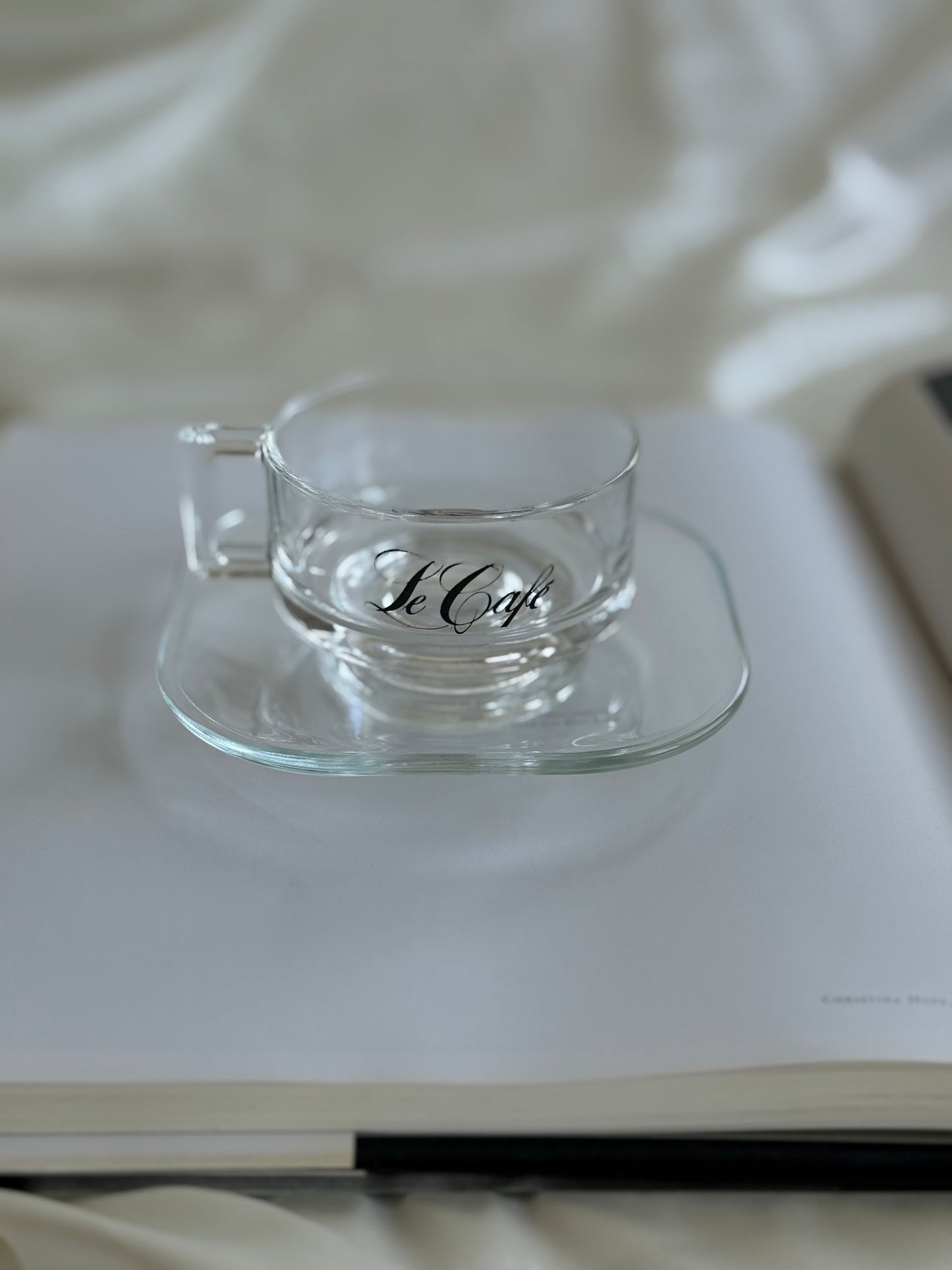 Vintage Joe Colombo “Le Café” Glass Coffee Cup & Saucer Set – Made in Italy (Set of 4)